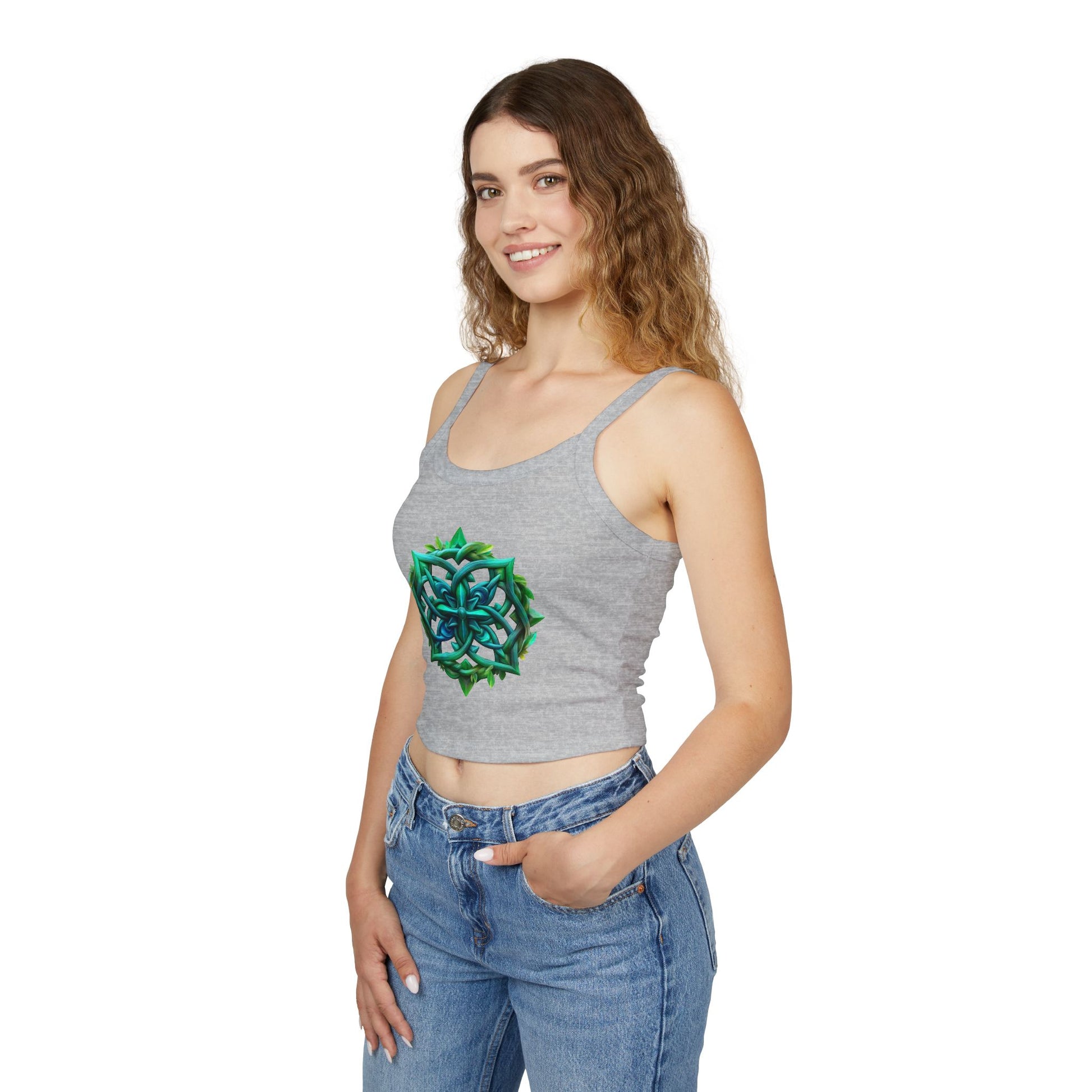 Crop Top Teal-Green Mandala