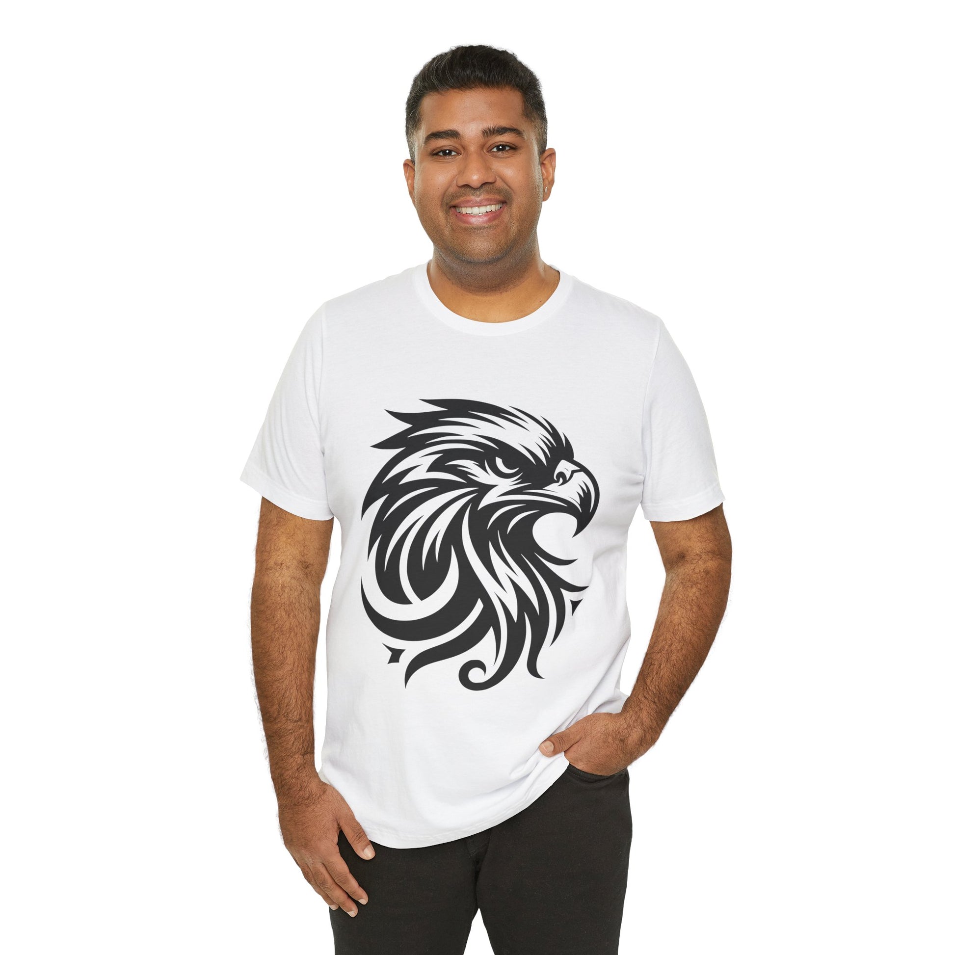 Bold tee featuring a fierce black tribal eagle design, available in multiple vibrant colors