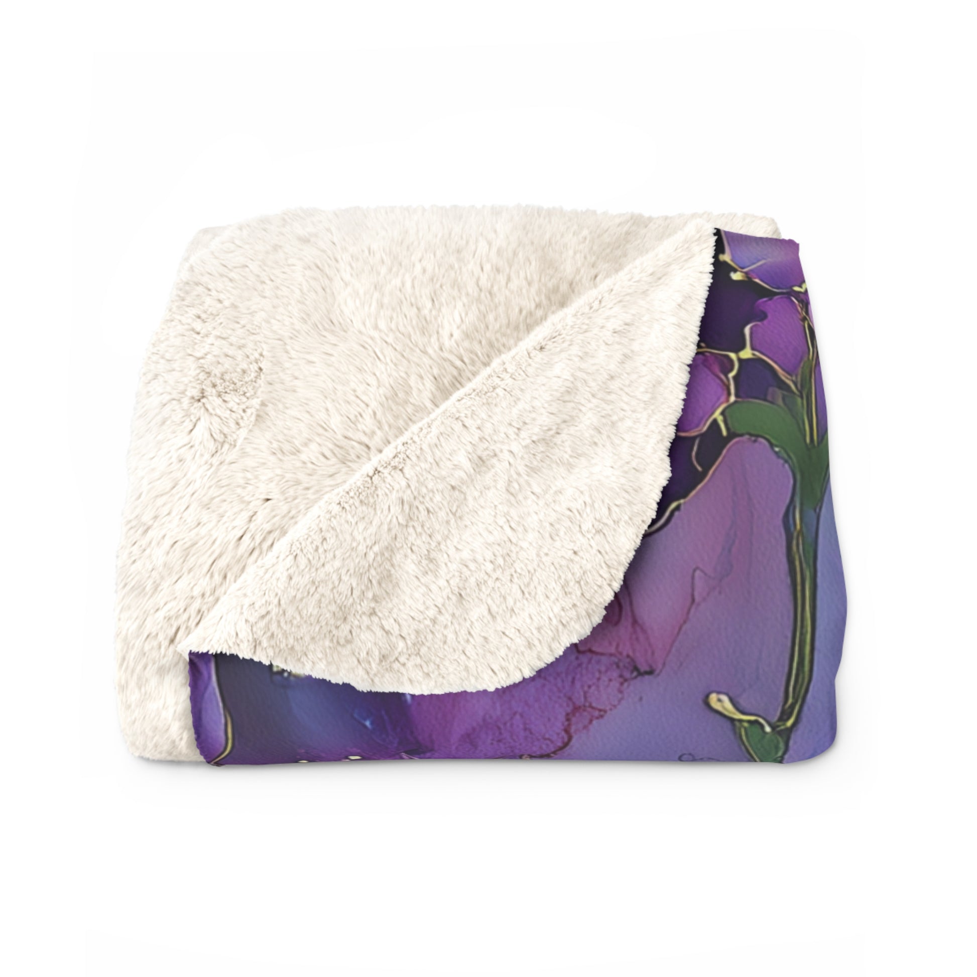 Violet Foxglove Sherpa Fleece Blanket