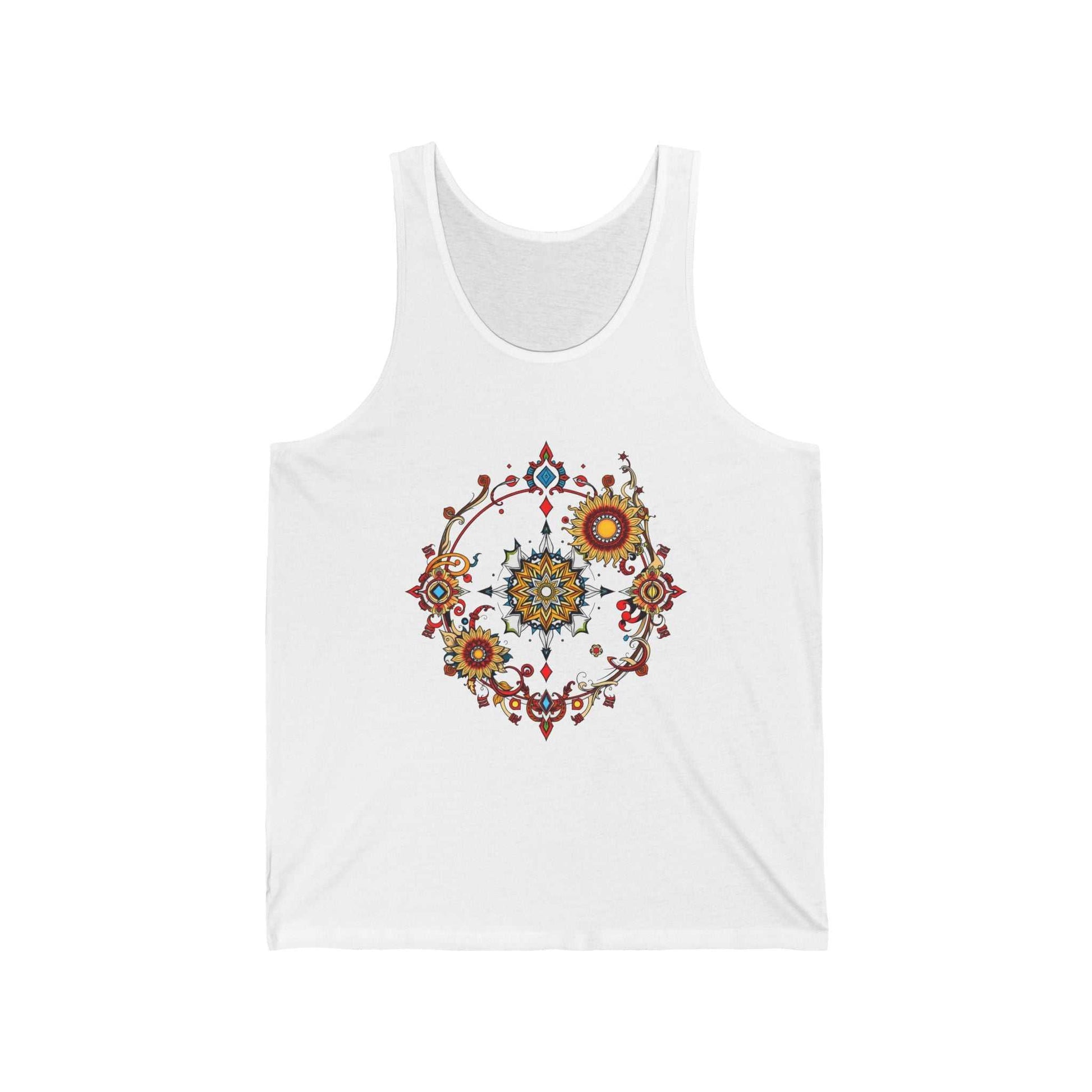 Muscle tank with a vivid psychedelic graphic for bold retro vibes