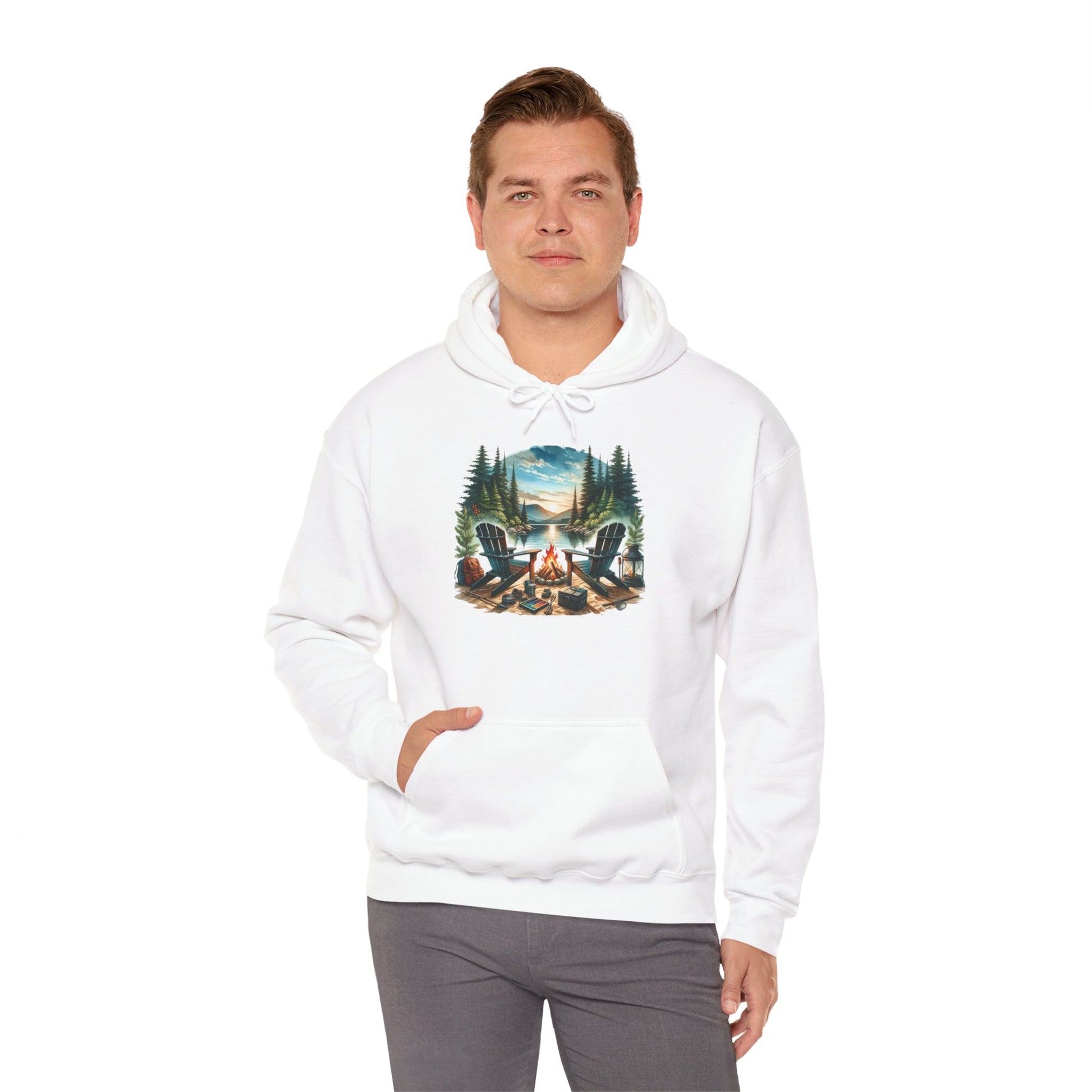 Lakeside Campfire Escape Hoodie – Cozy Outdoor Adventure Vibes