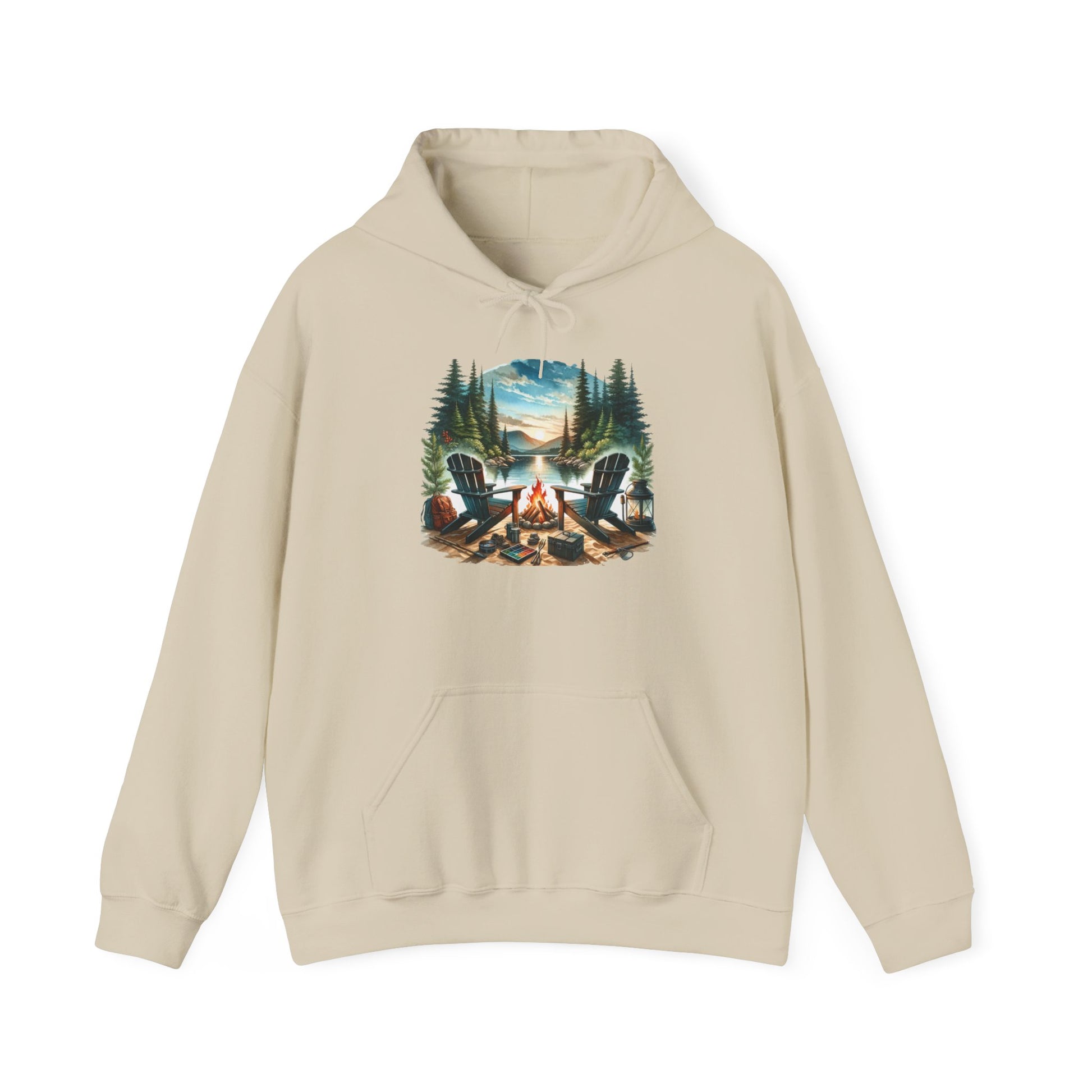 Lakeside Campfire Escape Hoodie – Cozy Outdoor Adventure Vibes
