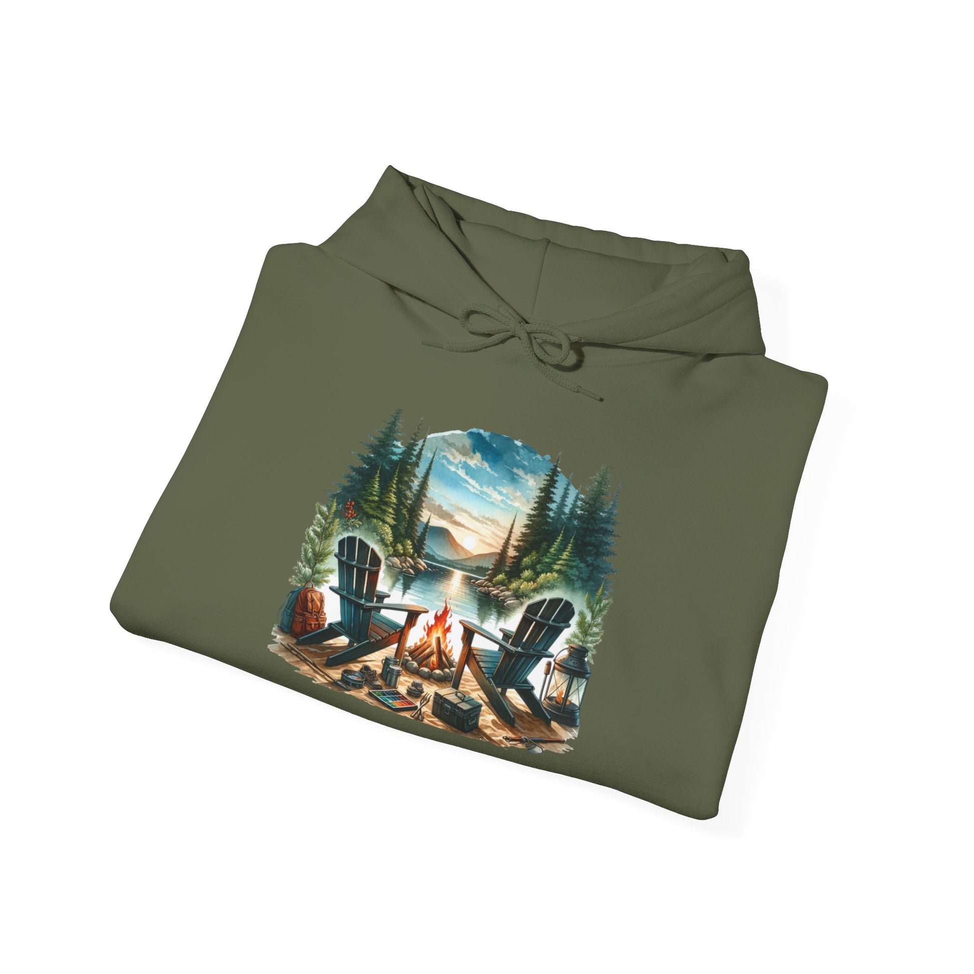 Lakeside Campfire Escape Hoodie – Cozy Outdoor Adventure Vibes