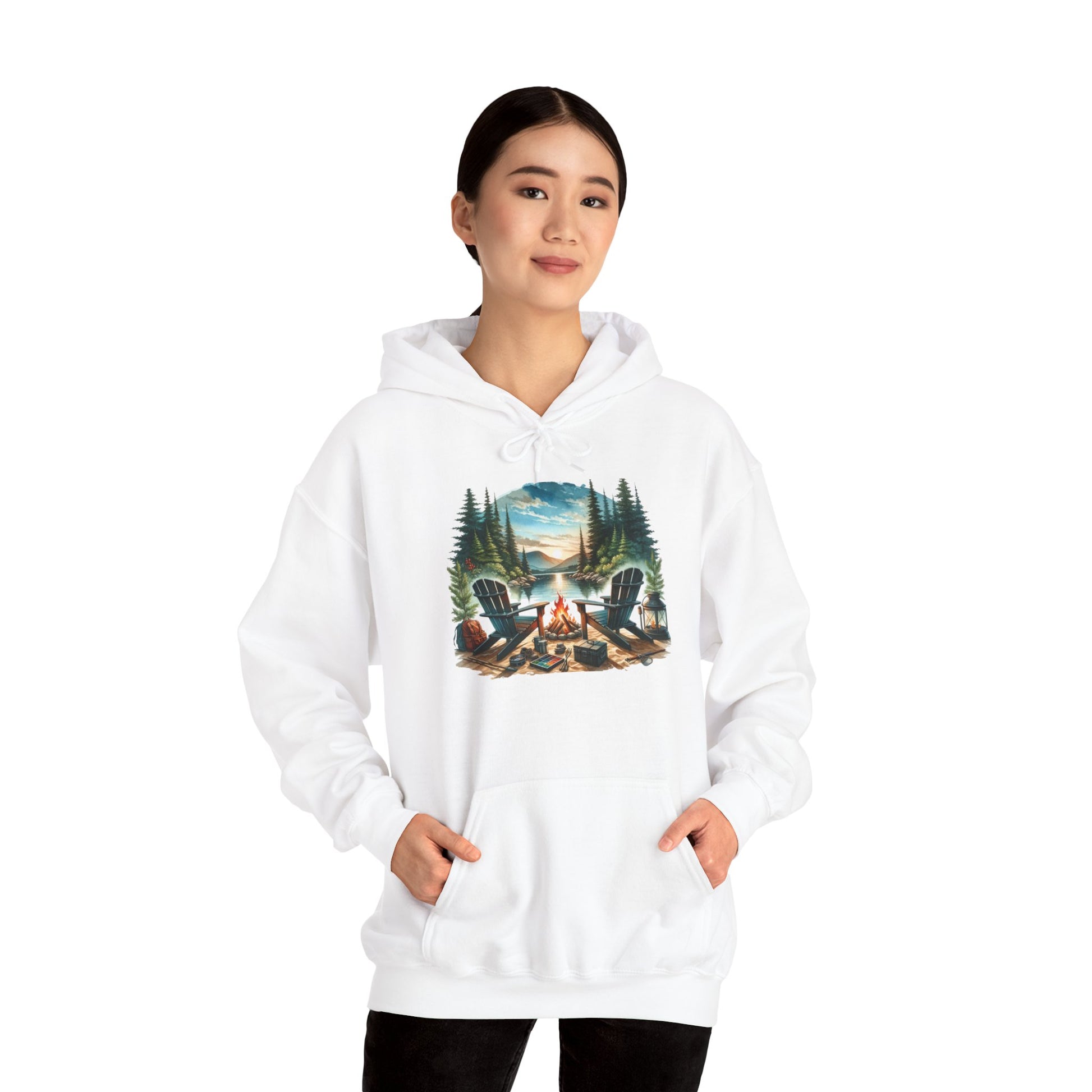 Lakeside Campfire Escape Hoodie – Cozy Outdoor Adventure Vibes