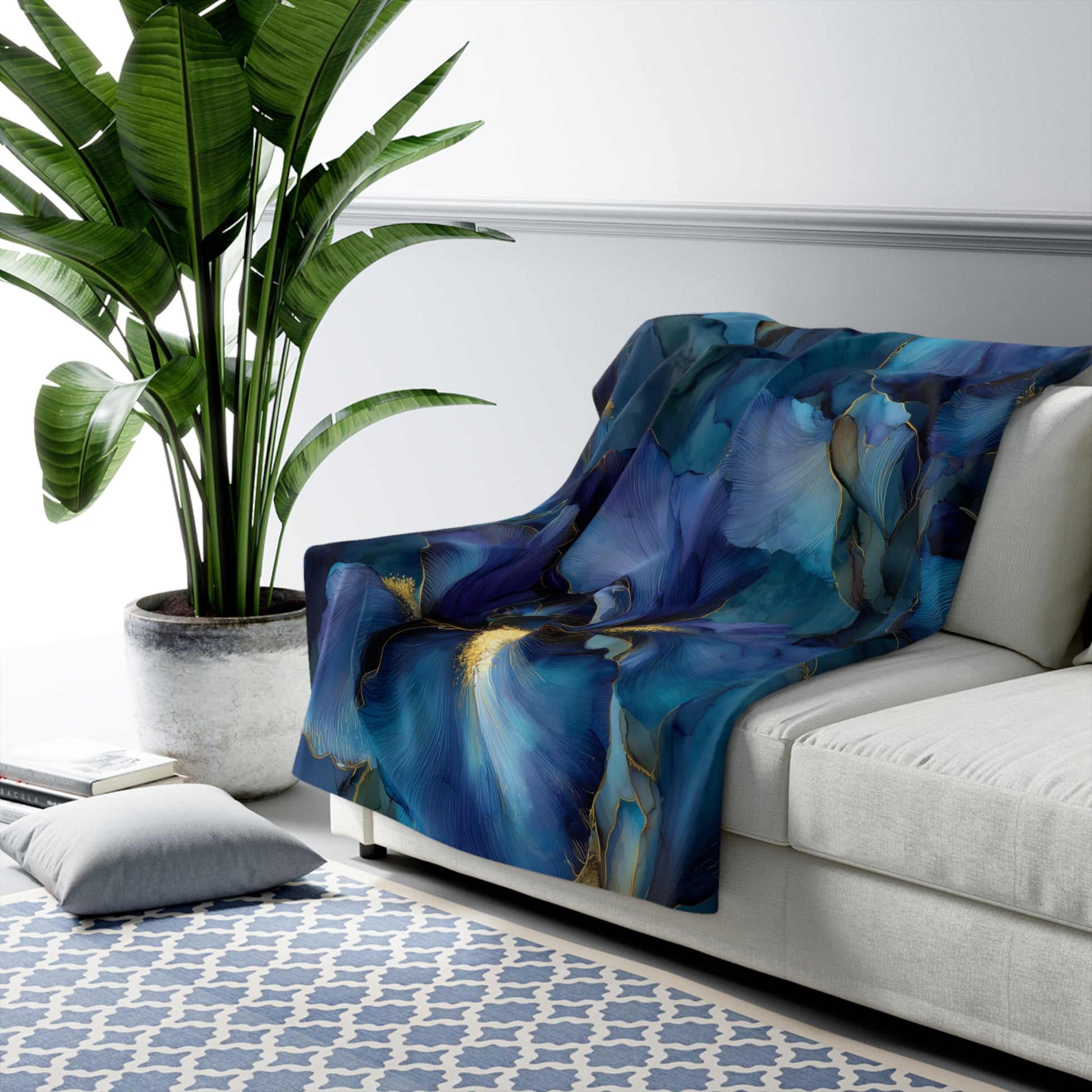 Luxurious Blue Iris Fleece Blanket