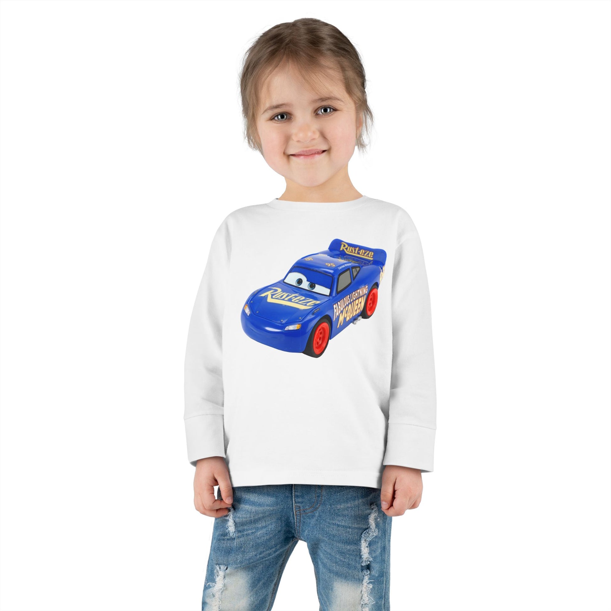 Toddler Long Sleeve Tee with Race Car Design