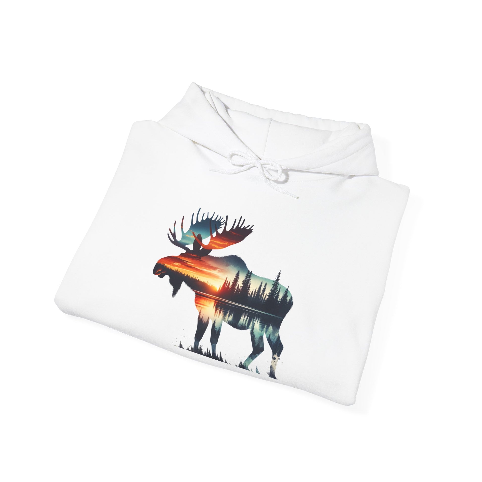 Sunset Wilderness Moose Hoodie – Nature’s Silhouette Adventure Wear