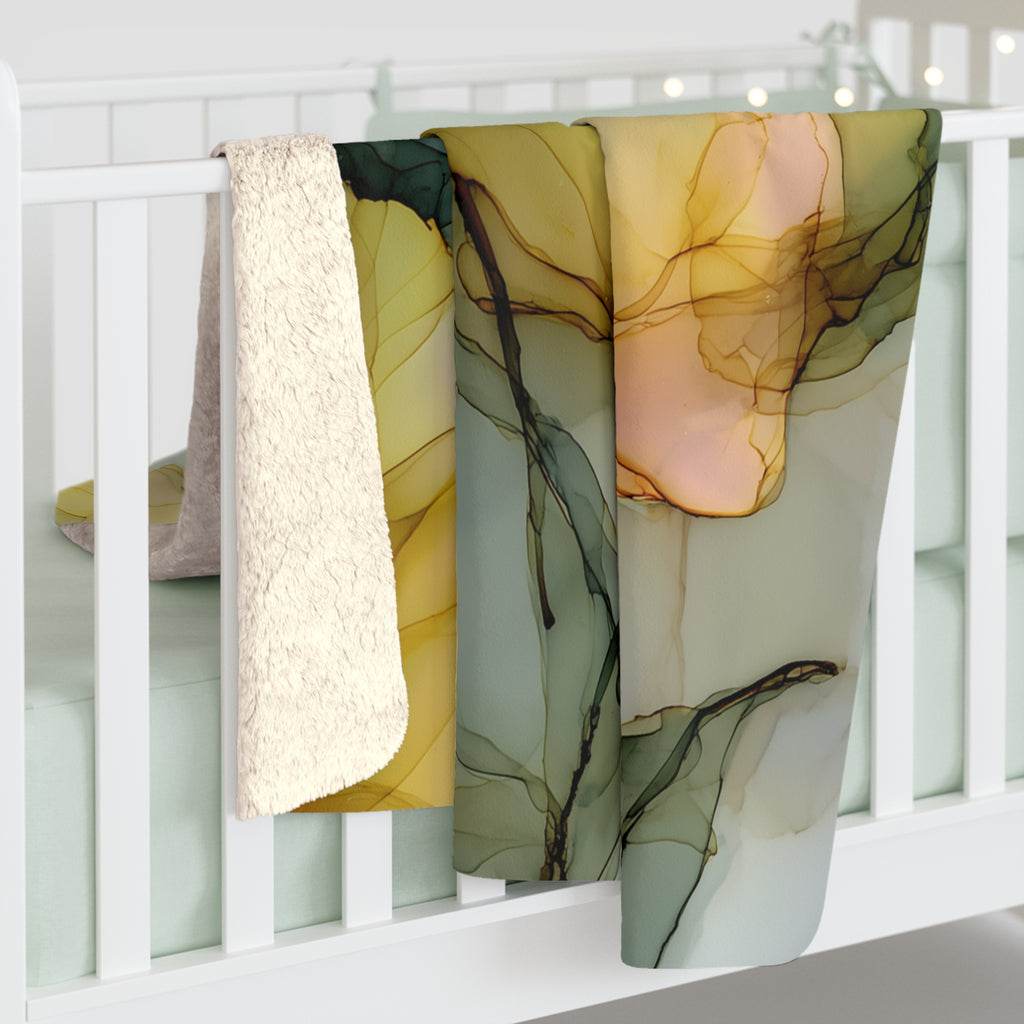 Yellow Tuips Sherpa Fleece Blanket