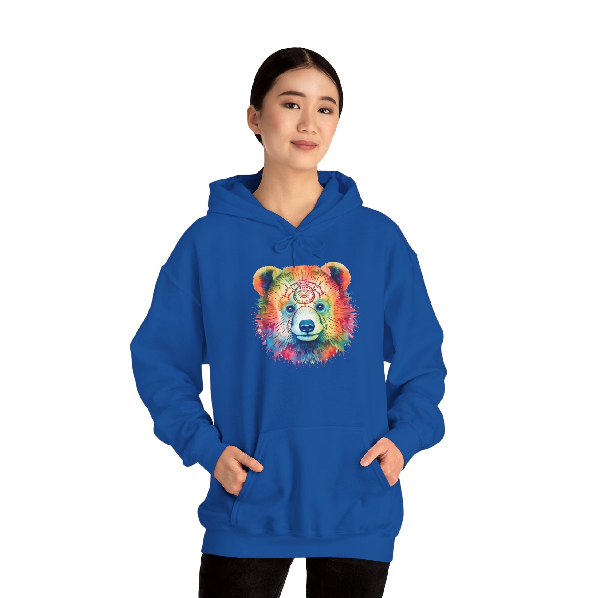 Psychedelic Bear Hoodie – Colorful Mandala Animal Sweatshirt for Artistic, Free-Spirited Style