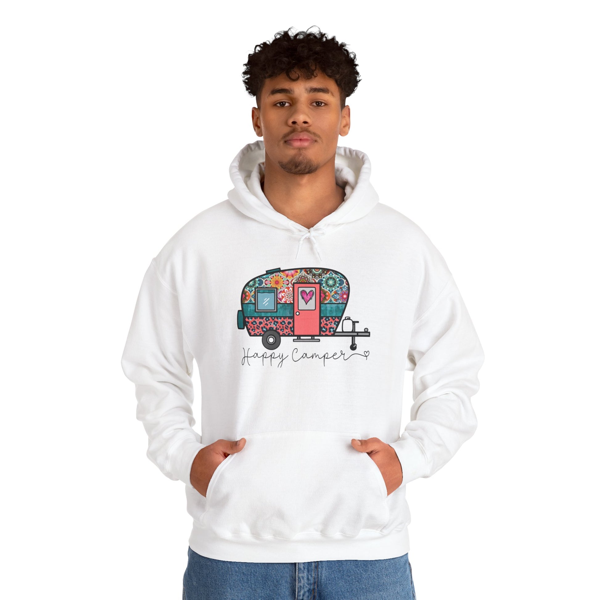 Happy Camper Hoodie – Colorful Vibes for Outdoor Lovers