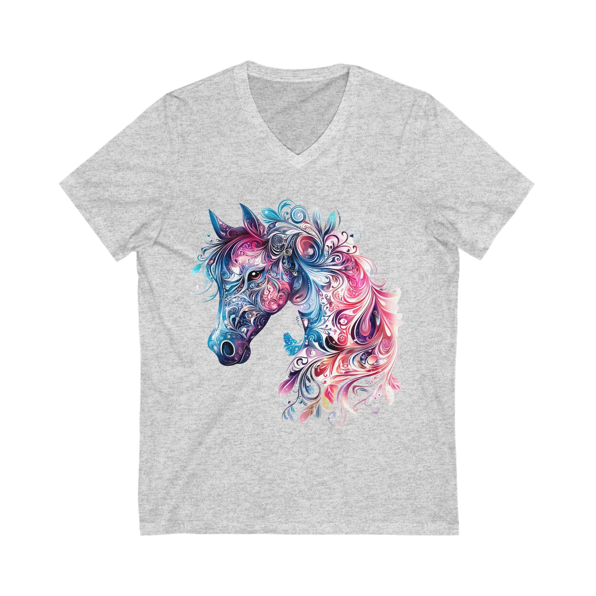 Colorful Horse Design V-Neck Tee