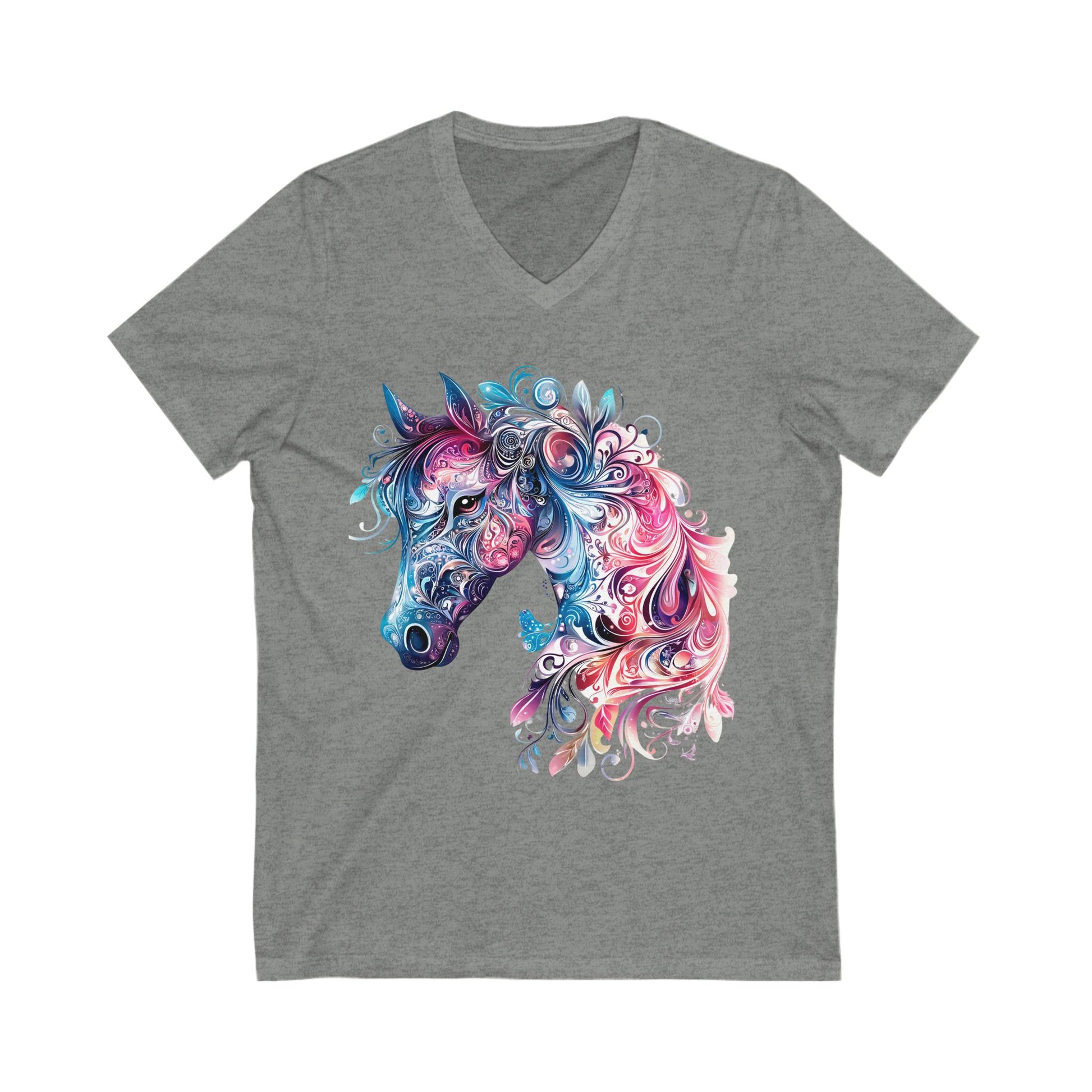 Colorful Horse Design V-Neck Tee