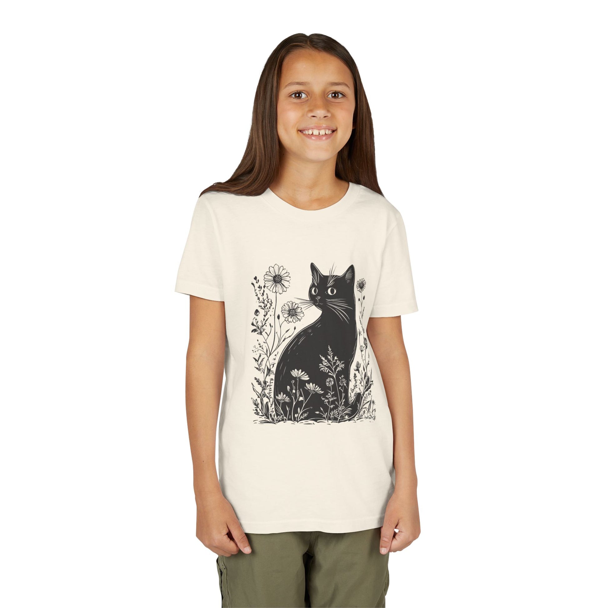 Black Cat Youth Tee, Cute Cat Graphic Shirt