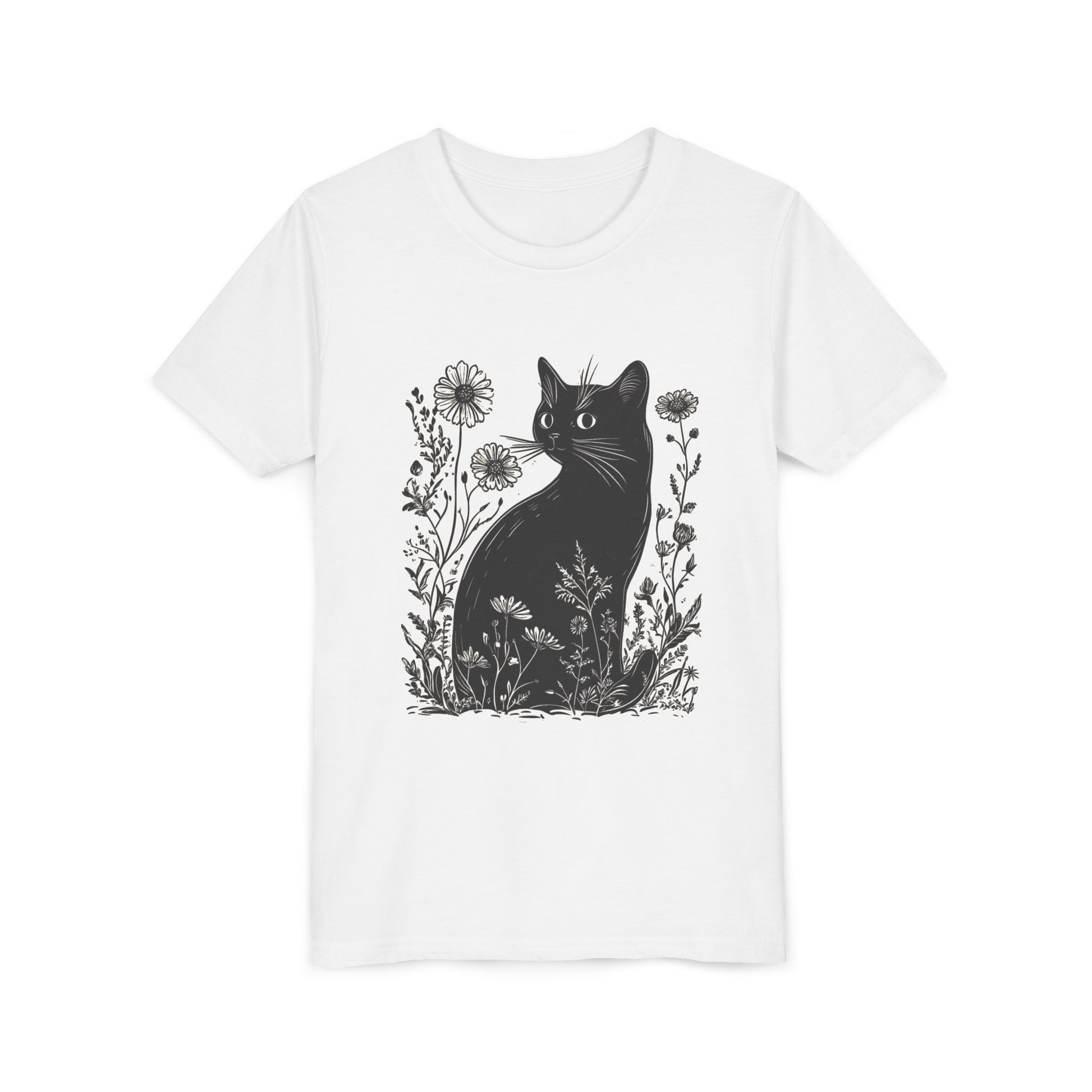 Black Cat Youth Tee, Cute Cat Graphic Shirt
