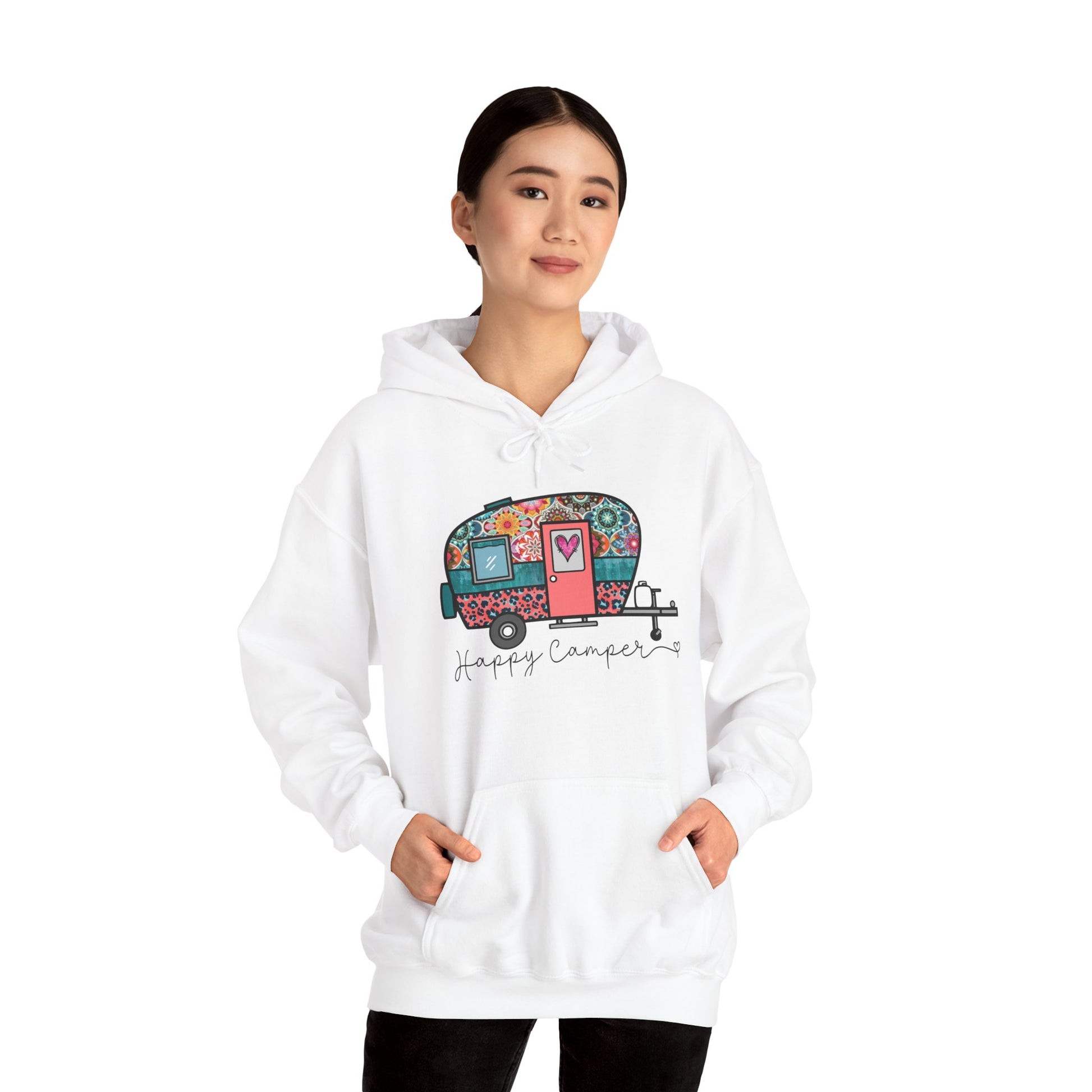 Happy Camper Hoodie – Colorful Vibes for Outdoor Lovers