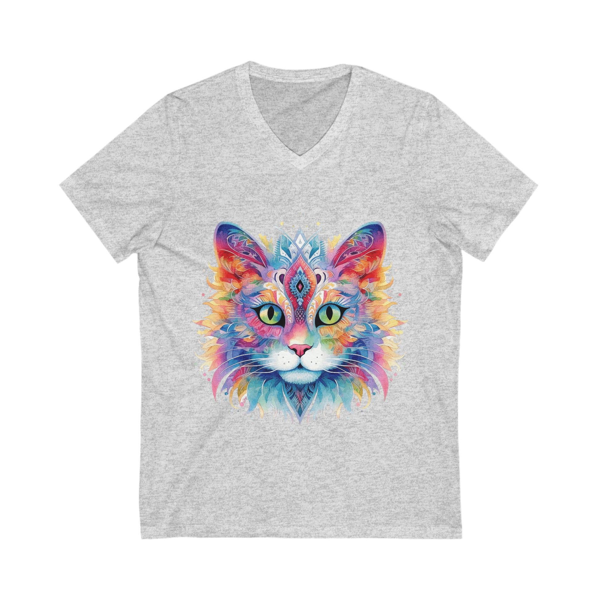 Colorful Mandala Cat V Neck