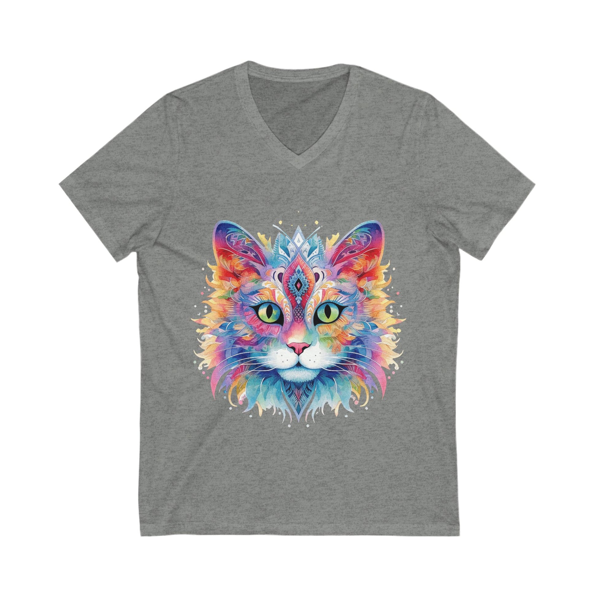 Colorful Mandala Cat V Neck