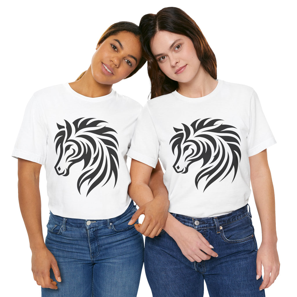 Tribal Horse Graphic Tee – Bold Mustang Silhouette on Hot Pink T-Shirt