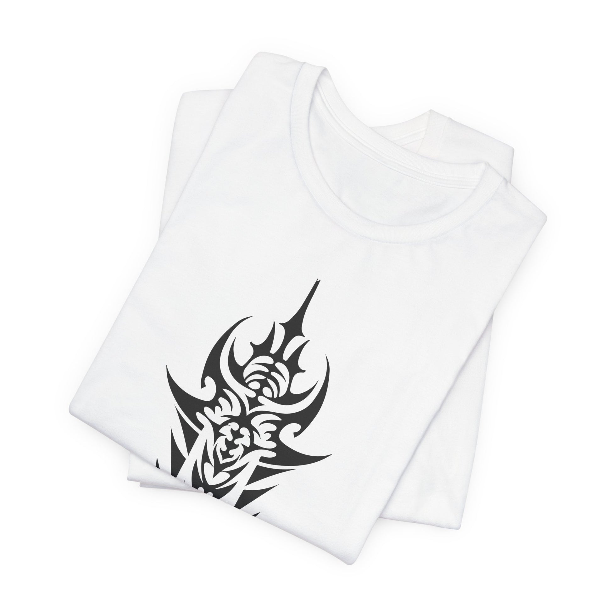 Tribal Sword T-Shirt – Bold Black Tattoo Art on Aqua Tee