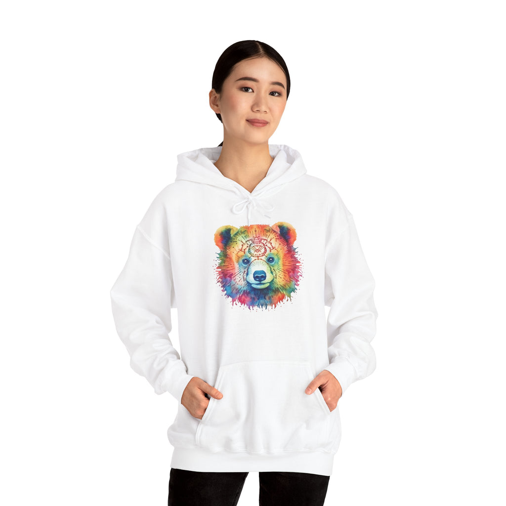 Psychedelic Bear Hoodie – Colorful Mandala Animal Sweatshirt for Artistic, Free-Spirited Style