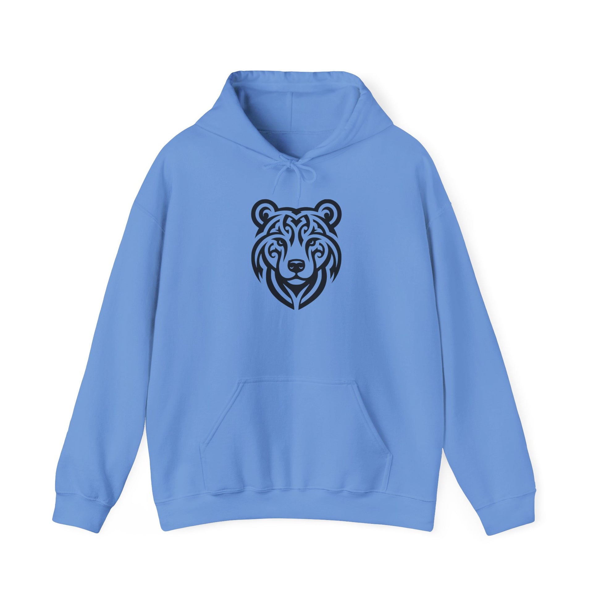 Tribal Bear Hoodie – Fierce Wilderness Style in Bold Black on White