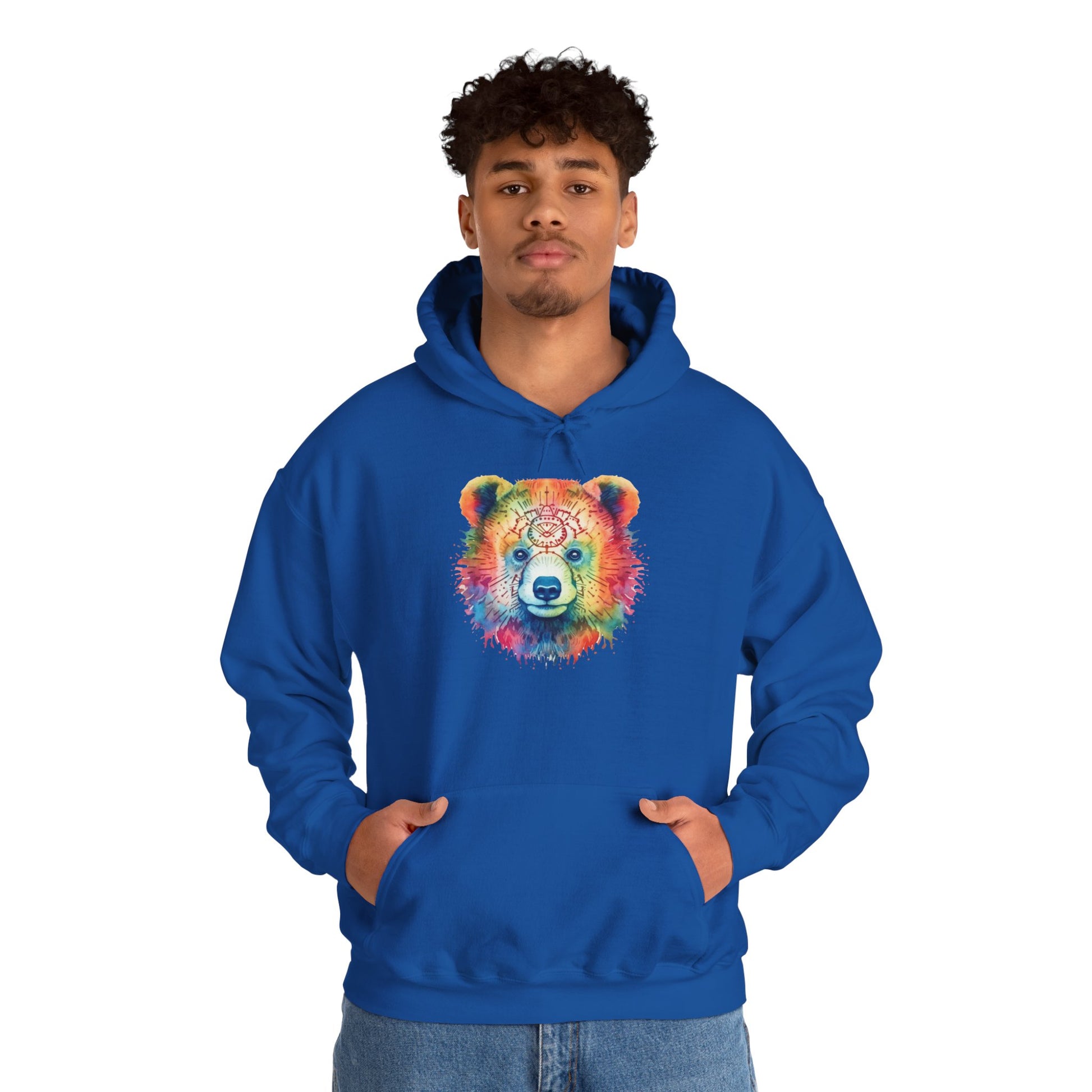 Psychedelic Bear Hoodie – Colorful Mandala Animal Sweatshirt for Artistic, Free-Spirited Style