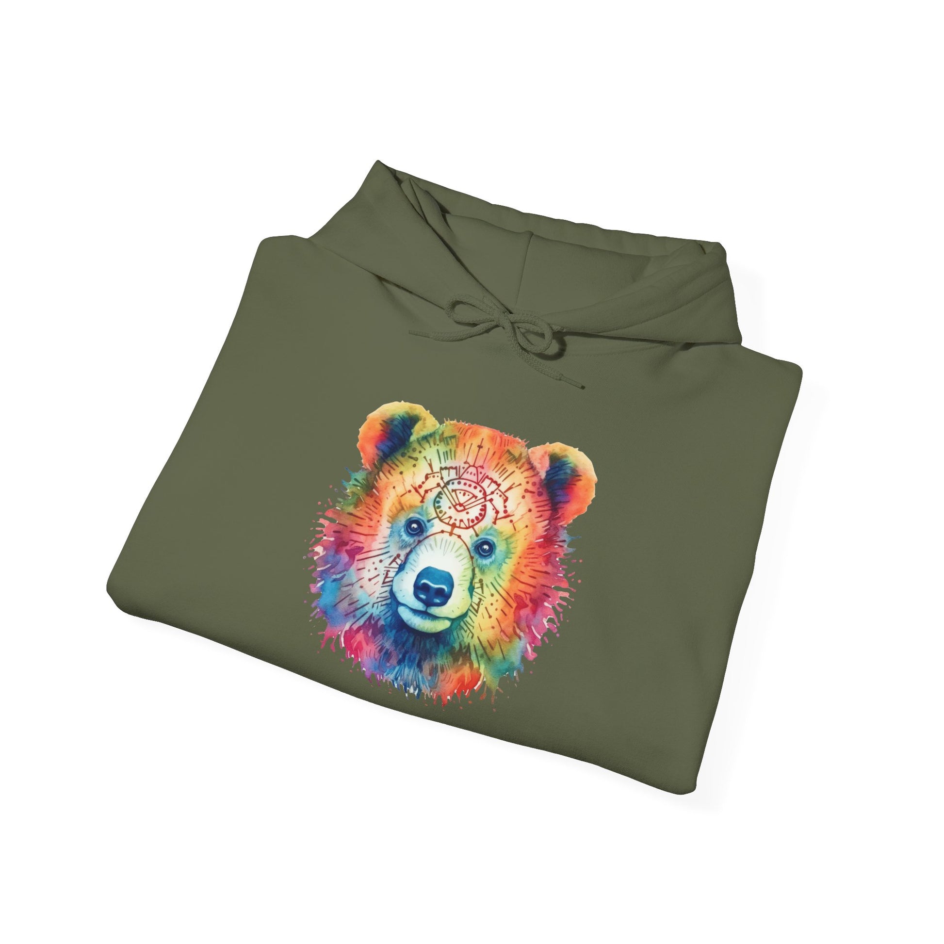 Psychedelic Bear Hoodie – Colorful Mandala Animal Sweatshirt for Artistic, Free-Spirited Style