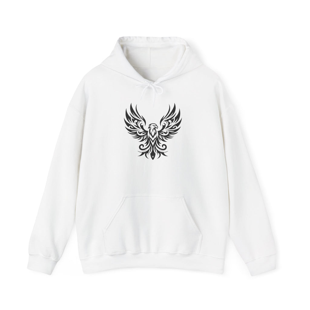 Tribal Phoenix Hoodie – Rise Boldly in Black and White Style