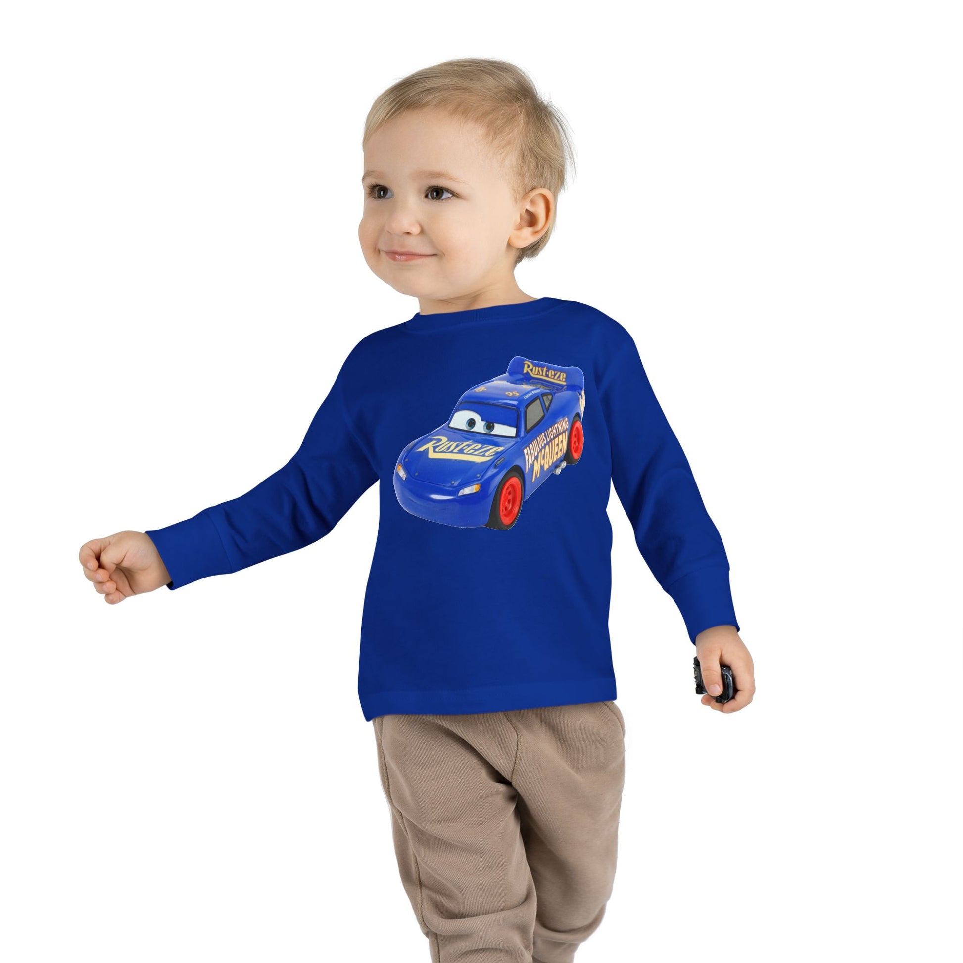 Toddler Long Sleeve Tee with Race Car Design