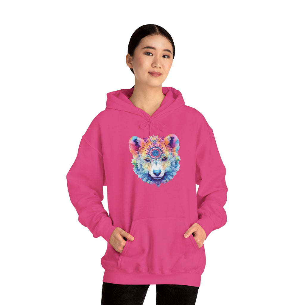 Mandala Bear Hoodie – Vibrant Watercolor Animal Art Sweatshirt for Bold, Free-Spirited Souls
