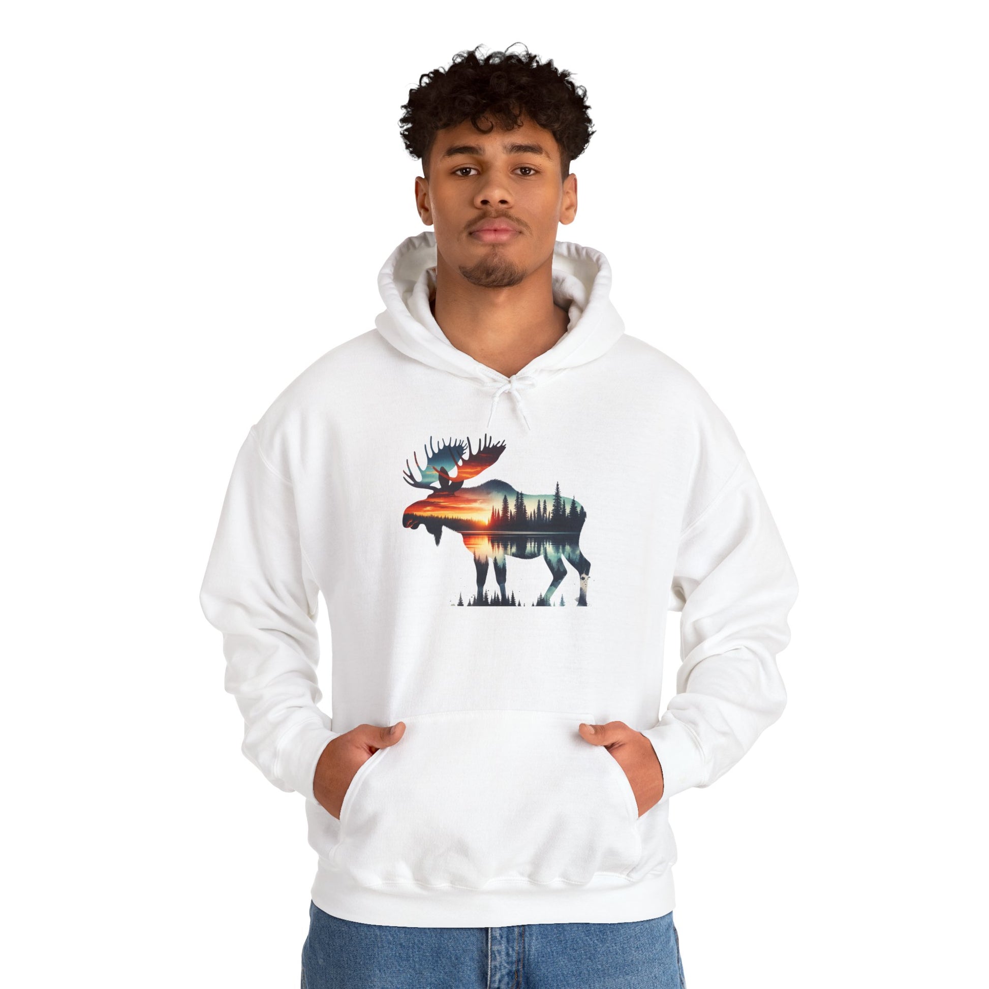 Sunset Wilderness Moose Hoodie – Nature’s Silhouette Adventure Wear