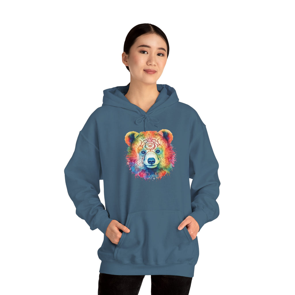 Psychedelic Bear Hoodie – Colorful Mandala Animal Sweatshirt for Artistic, Free-Spirited Style