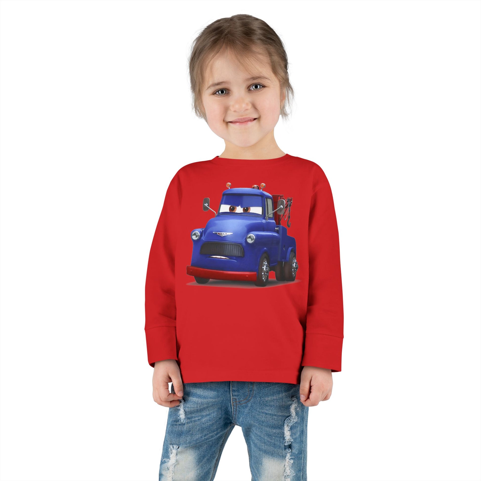 Toddler Long Sleeve Tee featuring a Fun Cartoon Truck