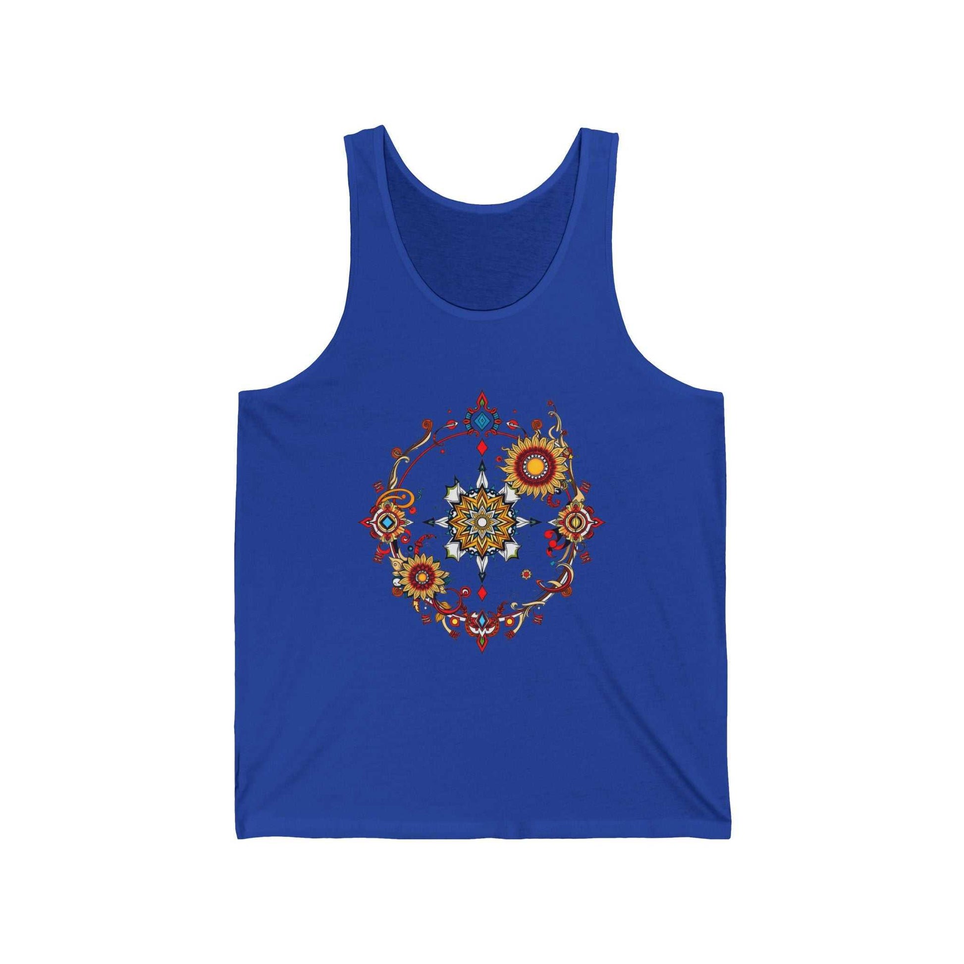 Muscle tank with a vivid psychedelic graphic for bold retro vibes