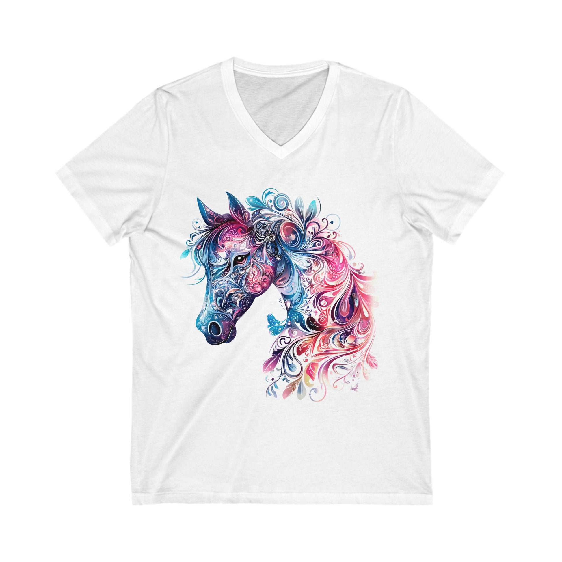 Colorful Horse Design V-Neck Tee