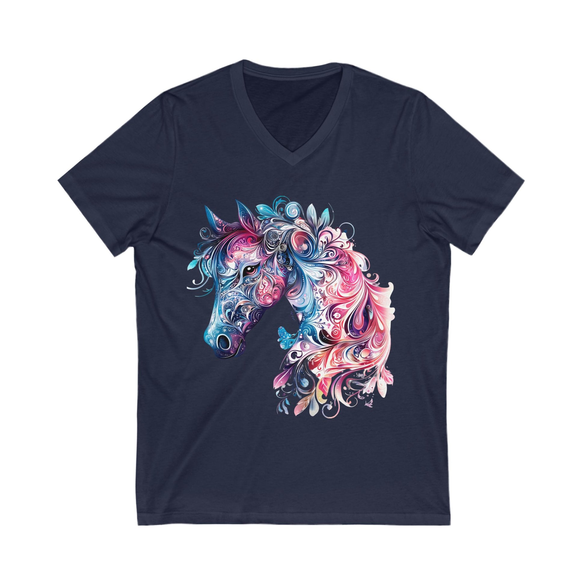 Colorful Horse Design V-Neck Tee