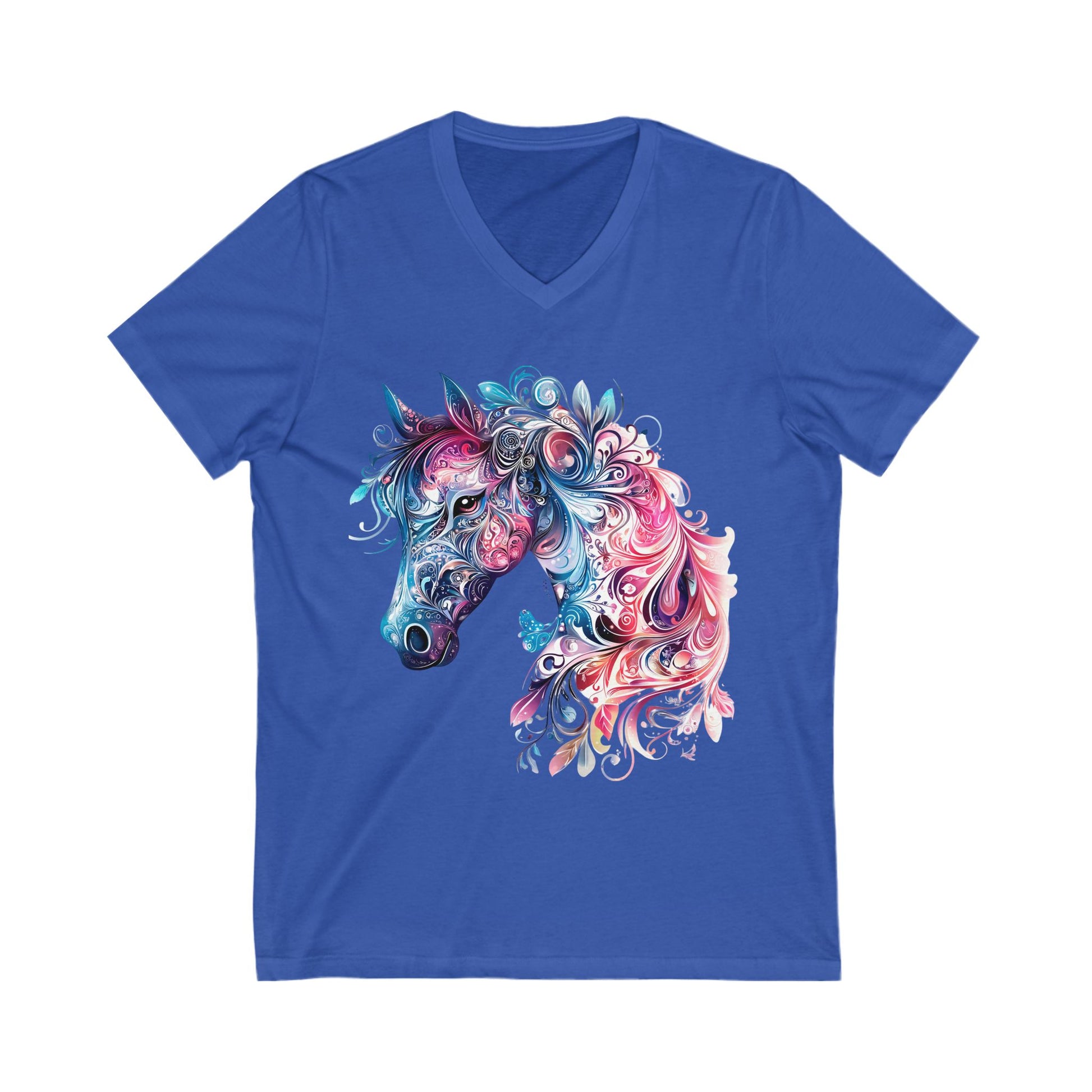 Colorful Horse Design V-Neck Tee