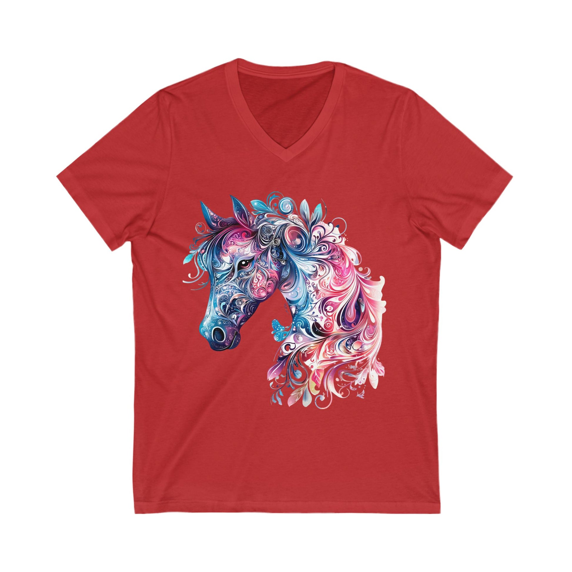 Colorful Horse Design V-Neck Tee