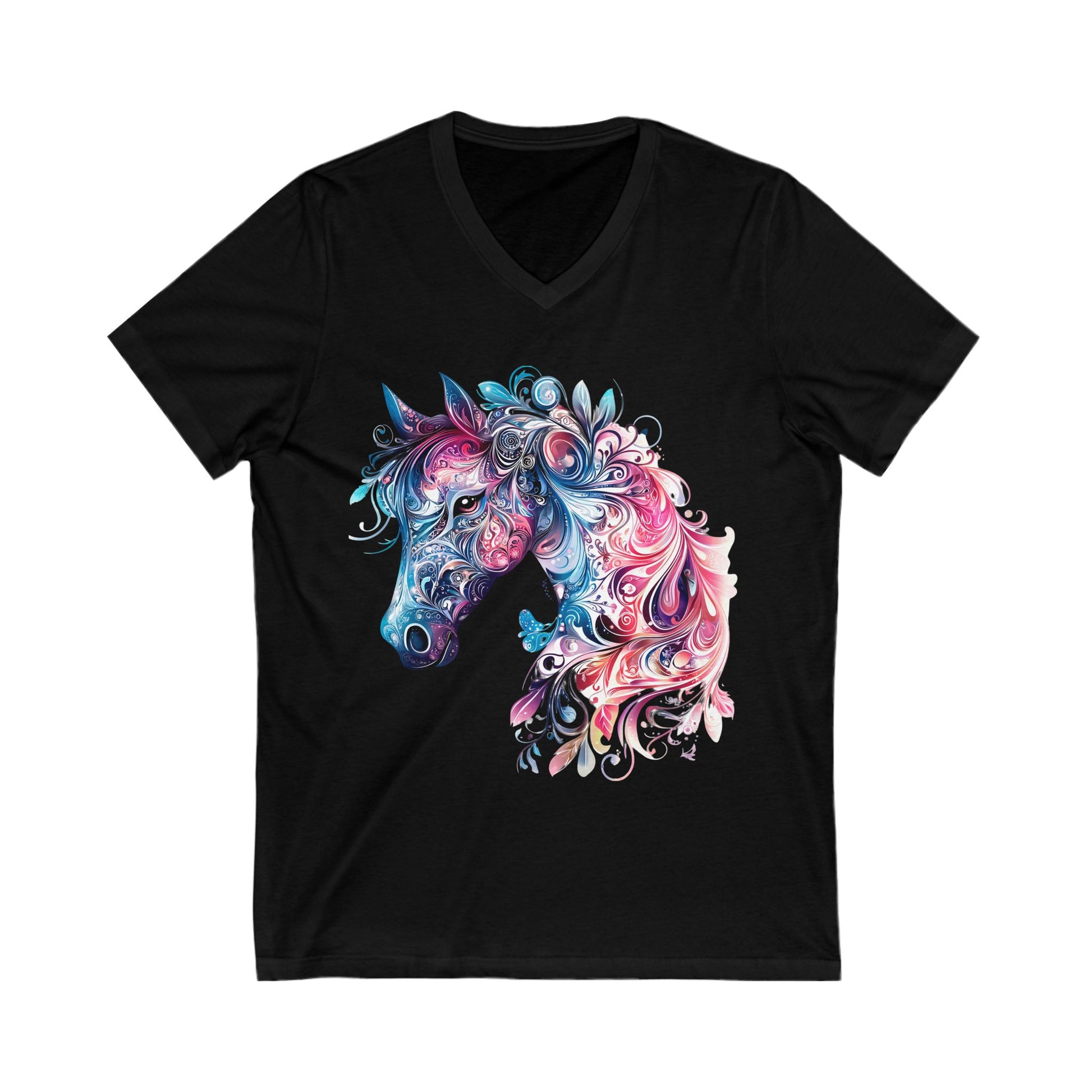 Colorful Horse Design V-Neck Tee