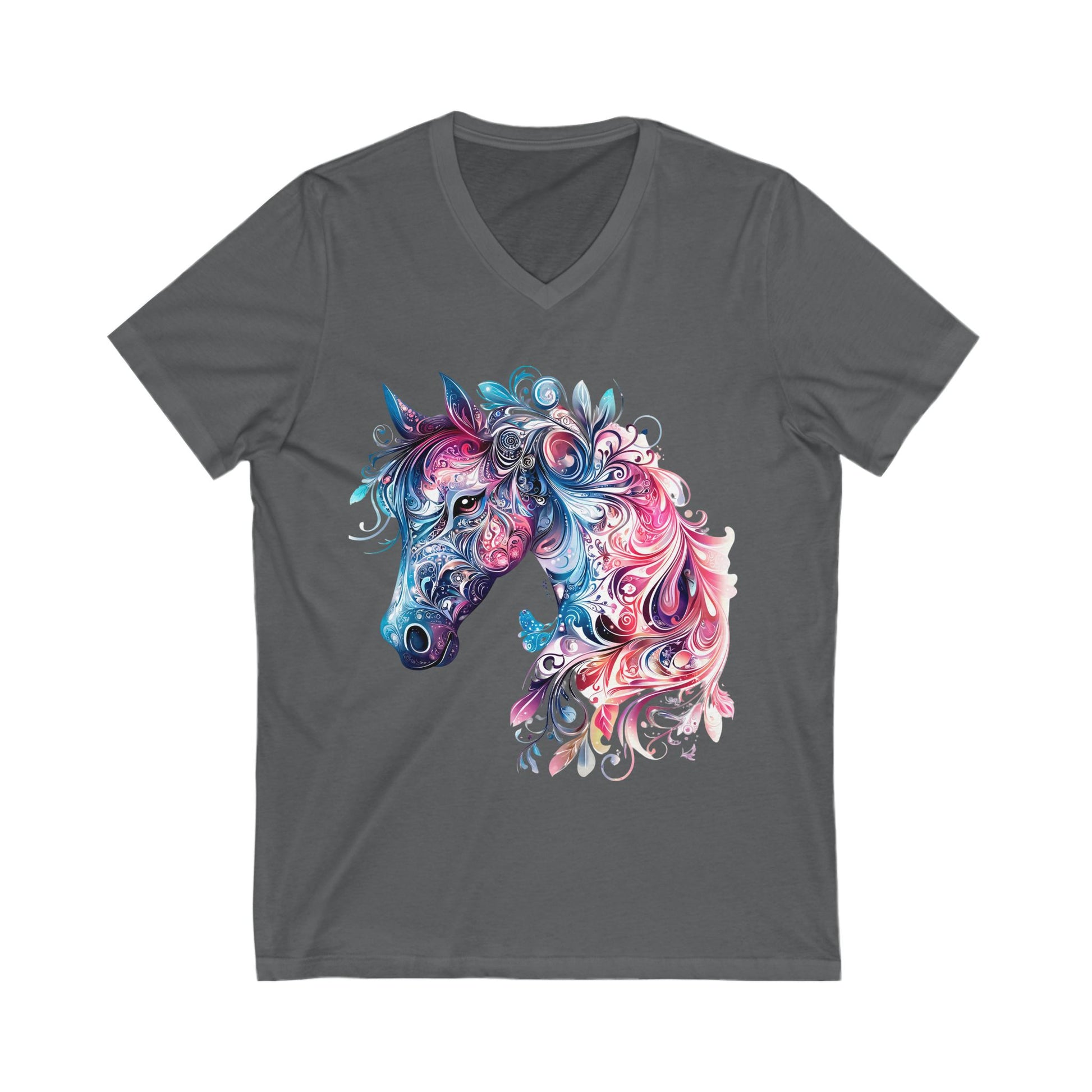 Colorful Horse Design V-Neck Tee