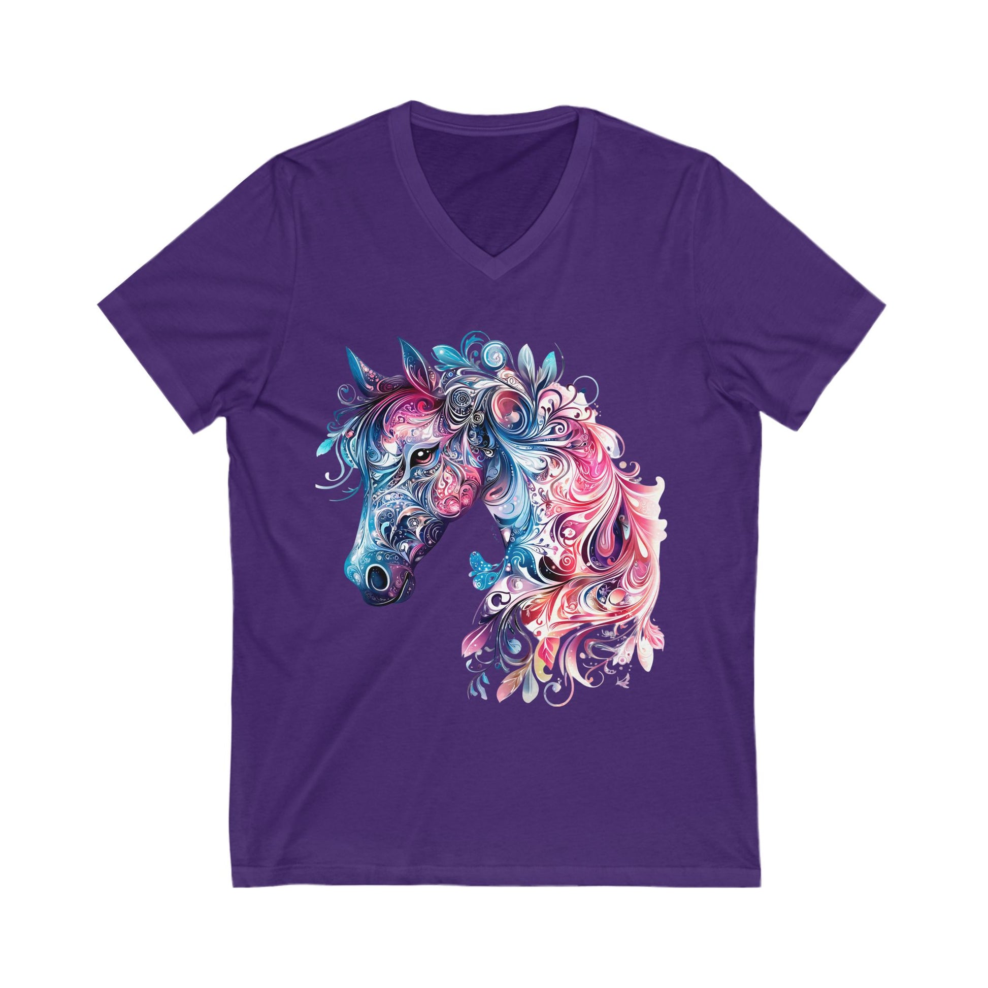 Colorful Horse Design V-Neck Tee
