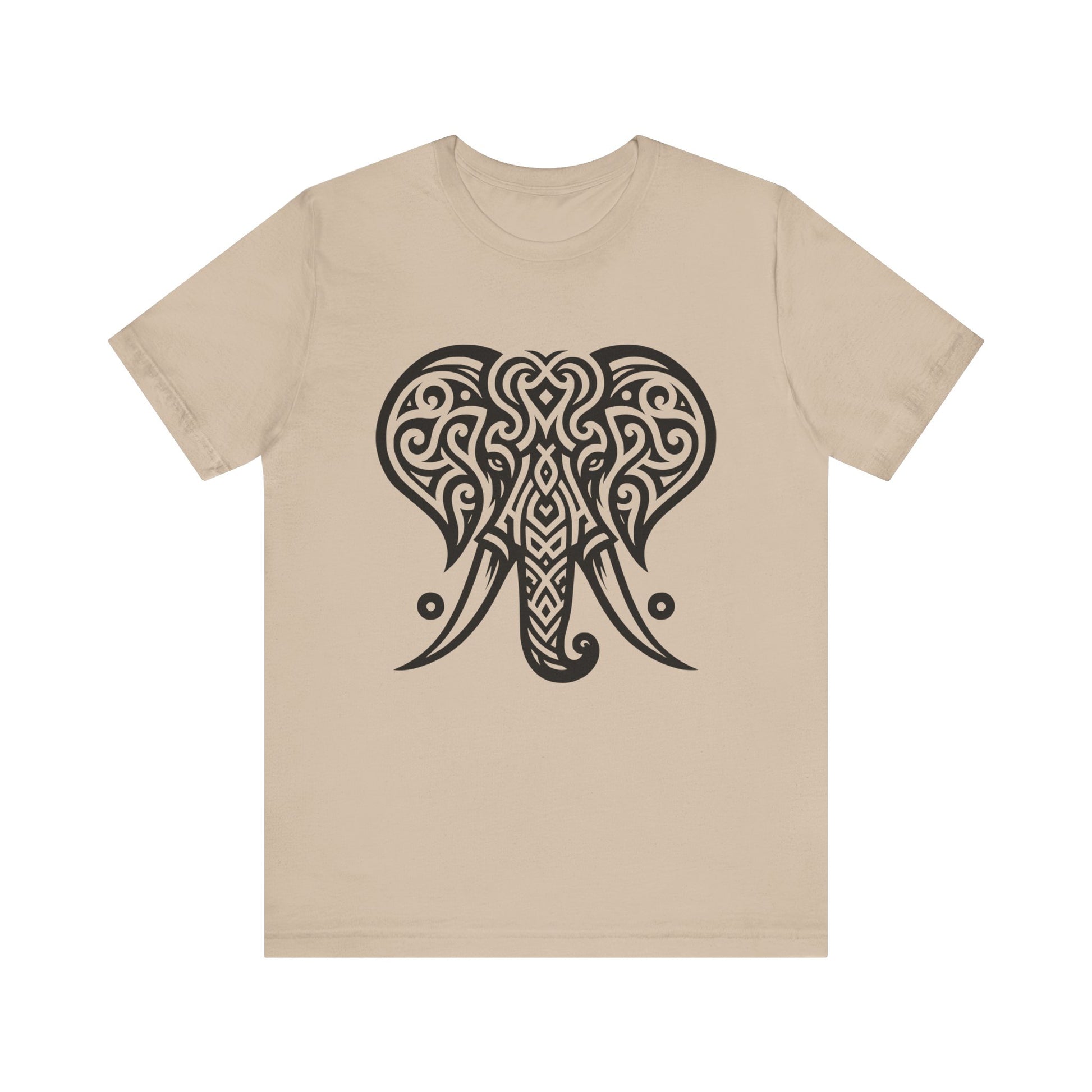 Tribal Elephant T-Shirt – Bold Black Tattoo Art on White Tee