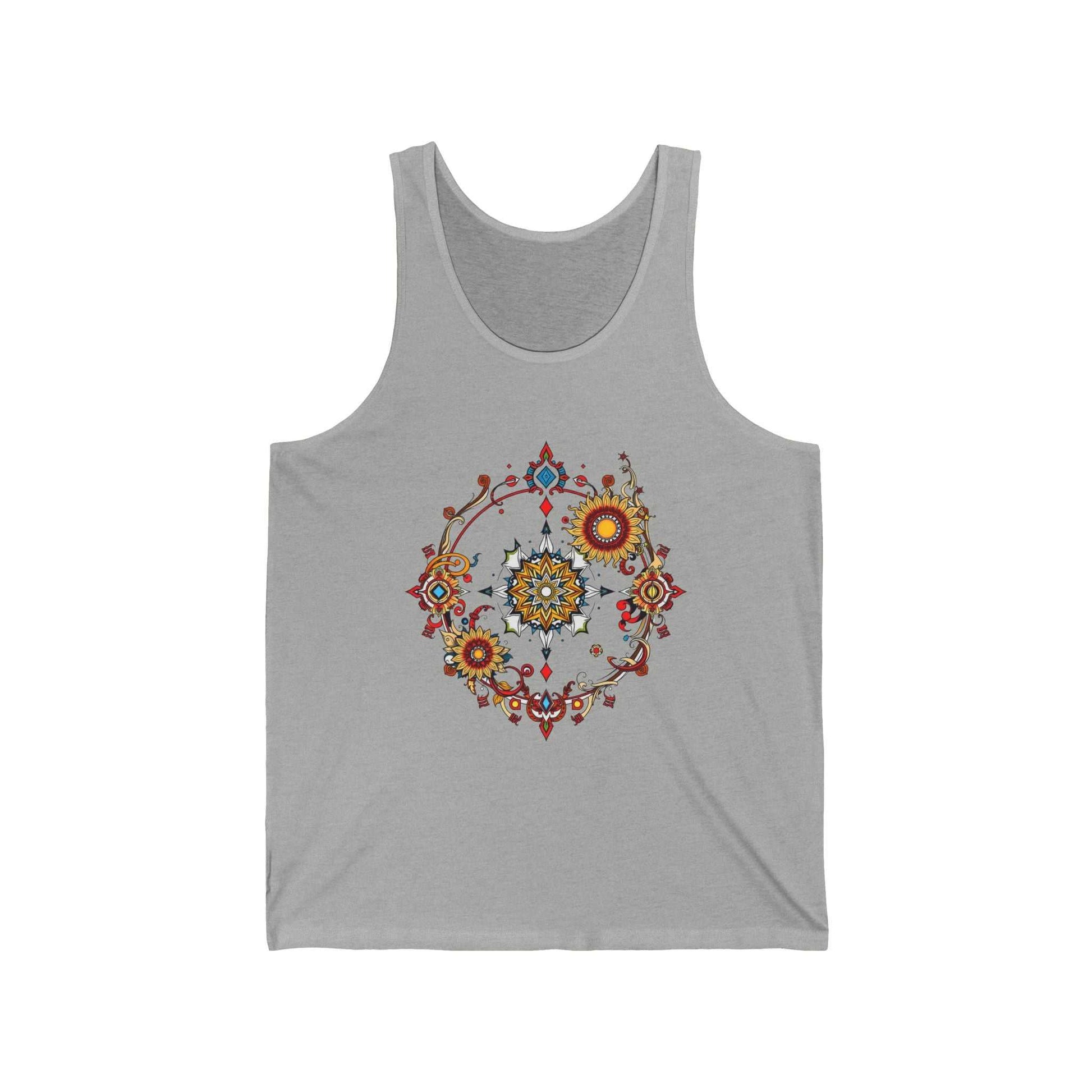 Muscle tank with a vivid psychedelic graphic for bold retro vibes
