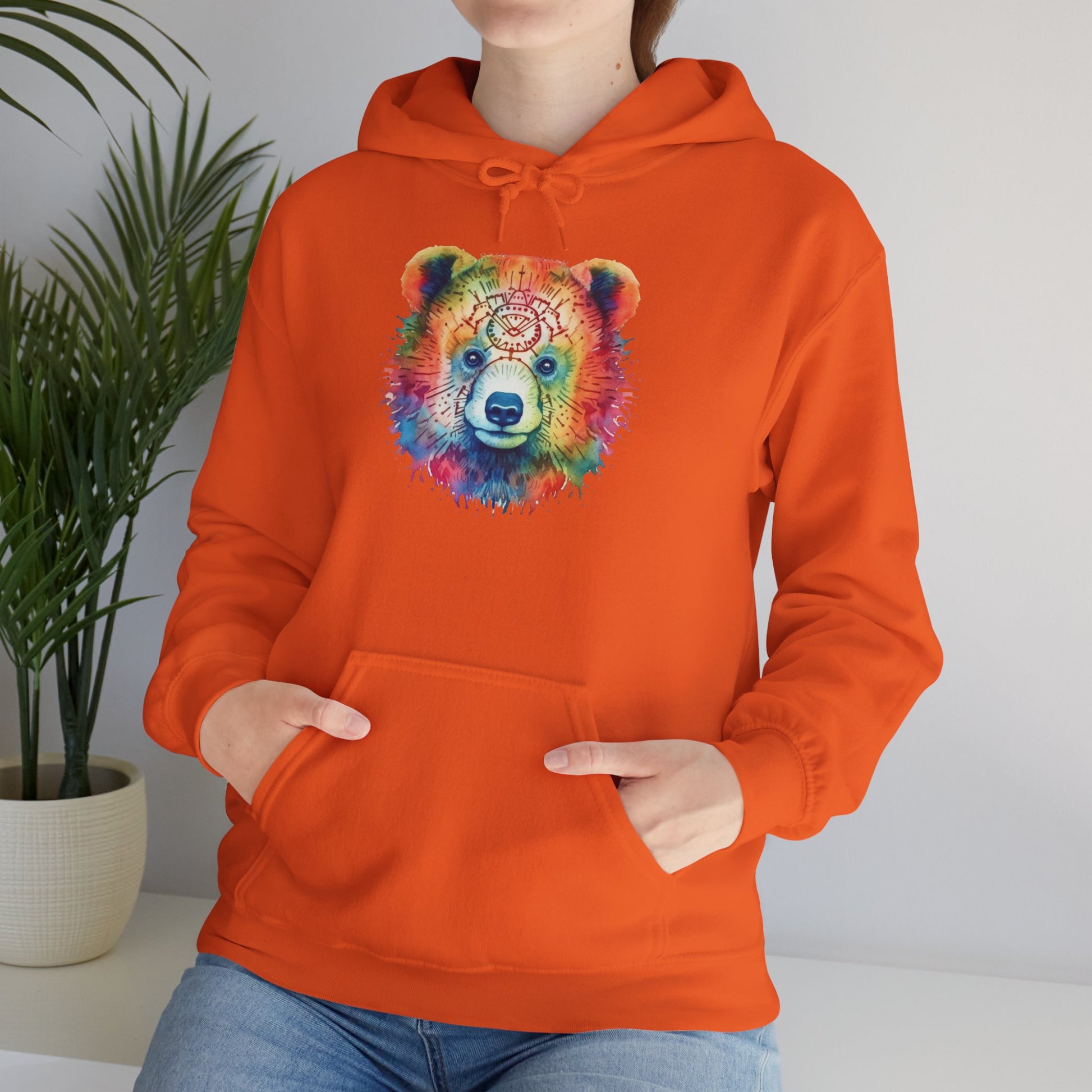 Psychedelic Bear Hoodie – Colorful Mandala Animal Sweatshirt for Artistic, Free-Spirited Style