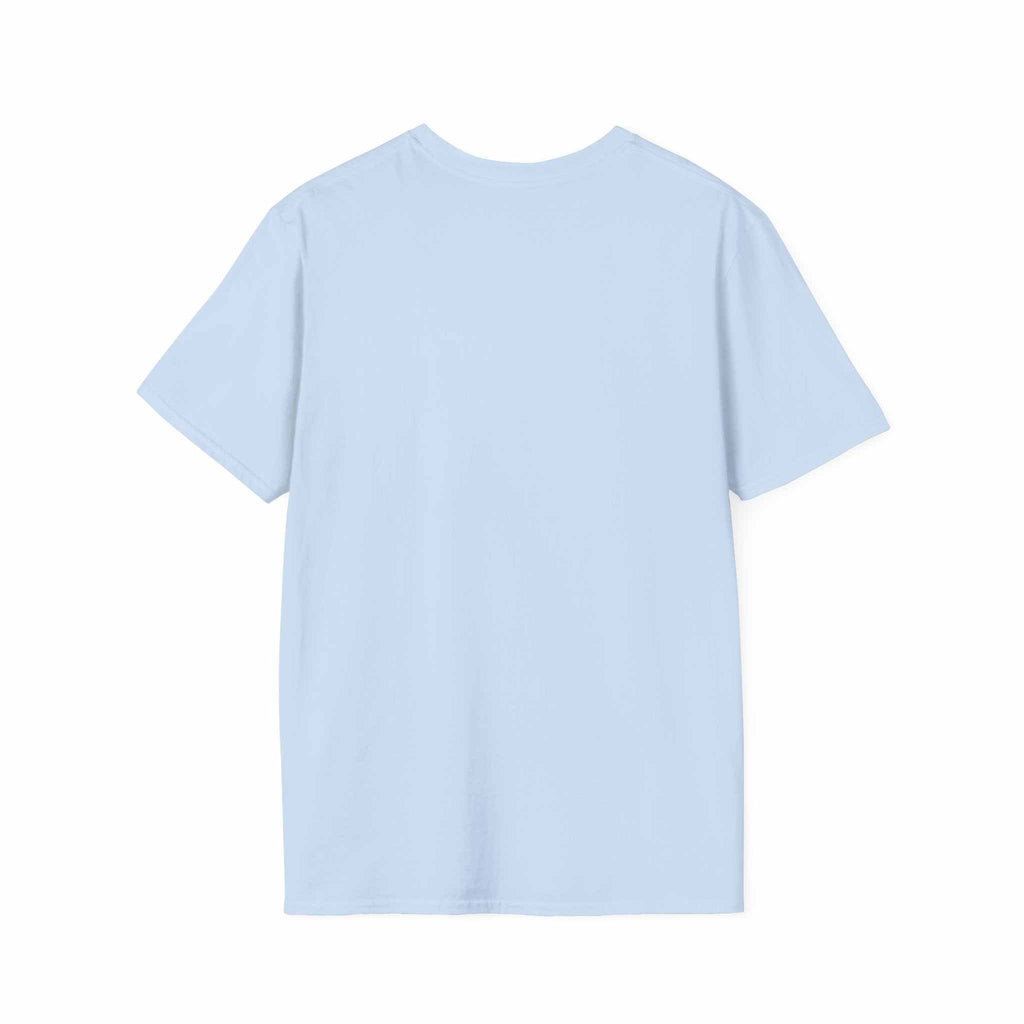 Light blue Camping Adventure unisex t-shirt made of soft ring-spun cotton with a classic fit.