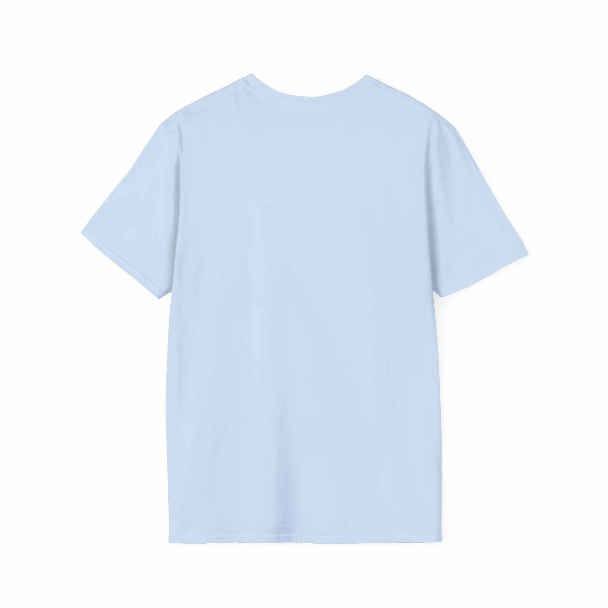 Light blue Camping Adventure unisex t-shirt made of soft ring-spun cotton with a classic fit.