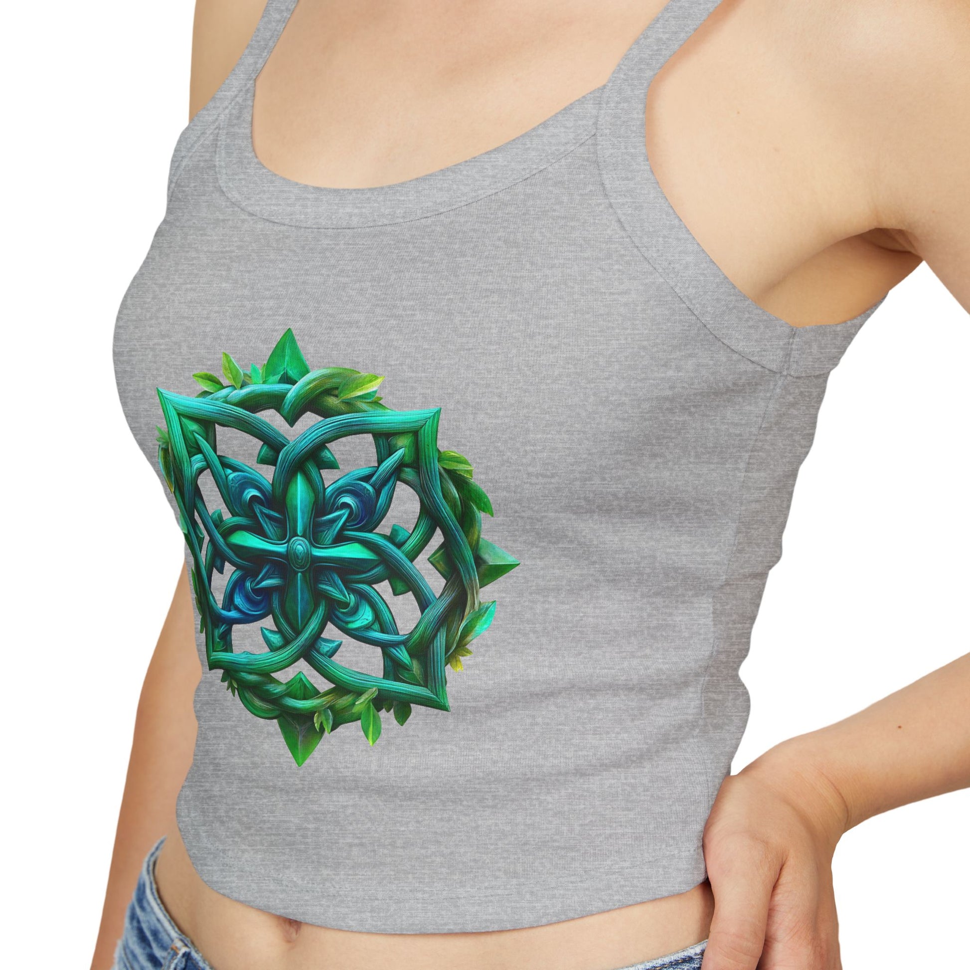 Crop Top Teal-Green Mandala