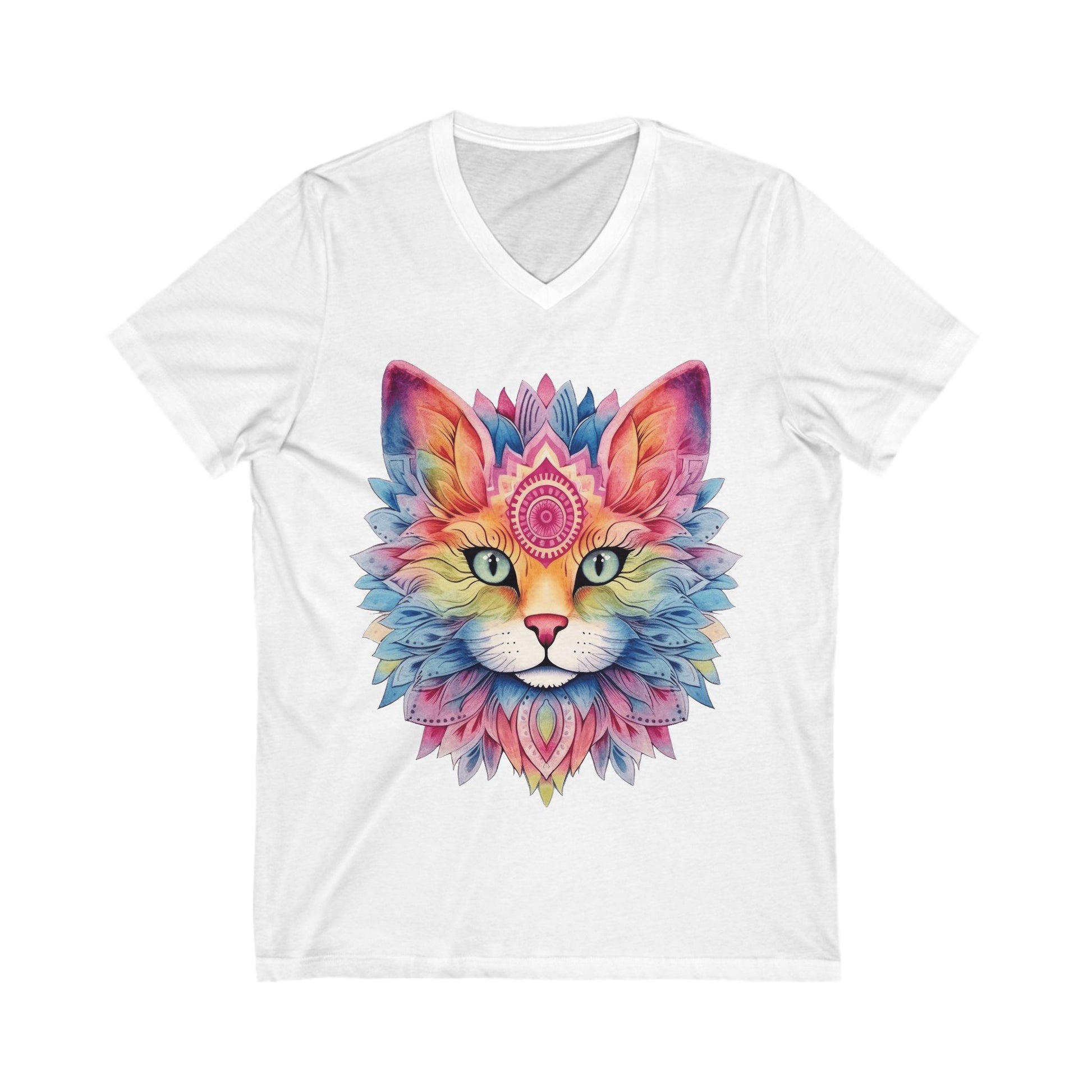 Colorful Cat V-Neck