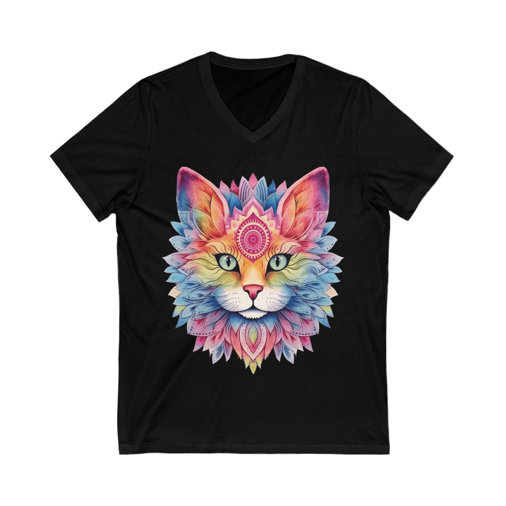 Colorful Cat V-Neck