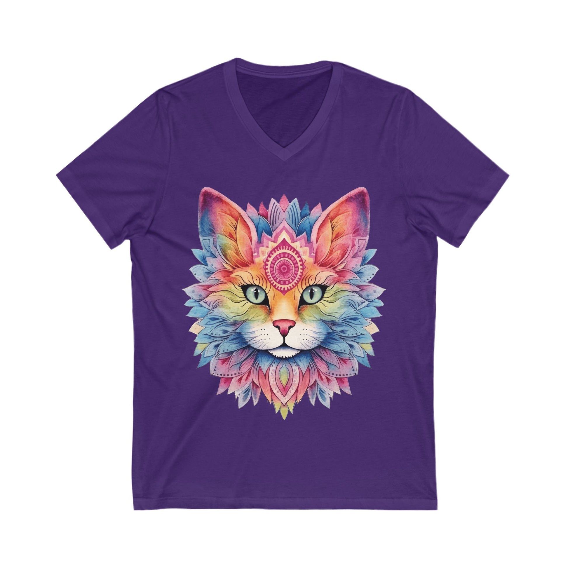 Colorful Cat V-Neck